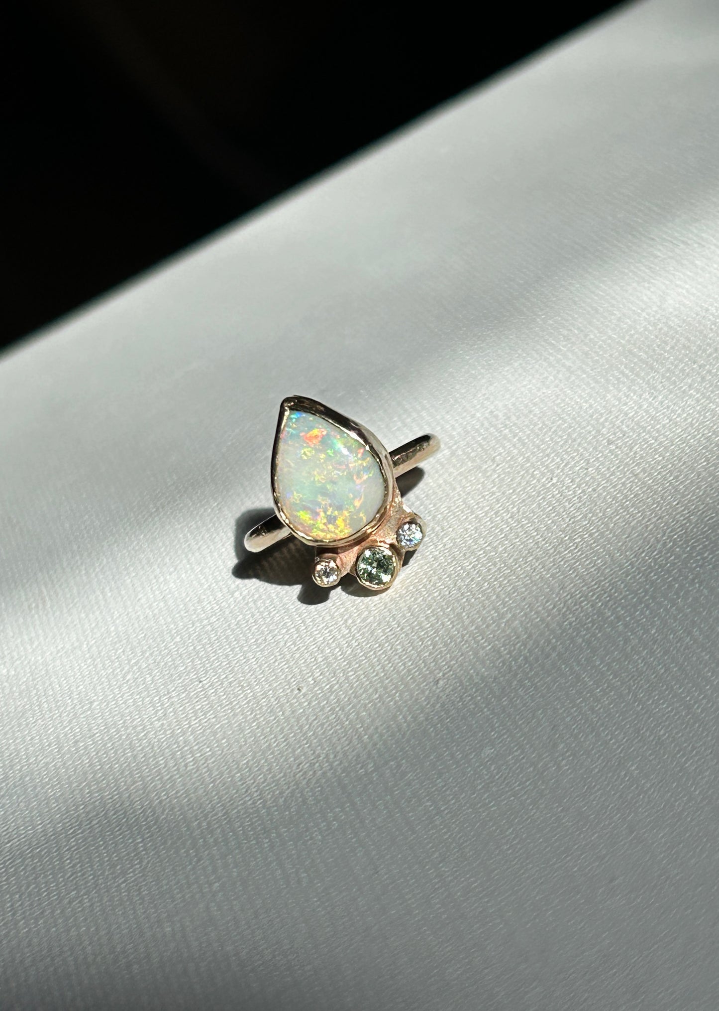 Crystal opal crown ring
