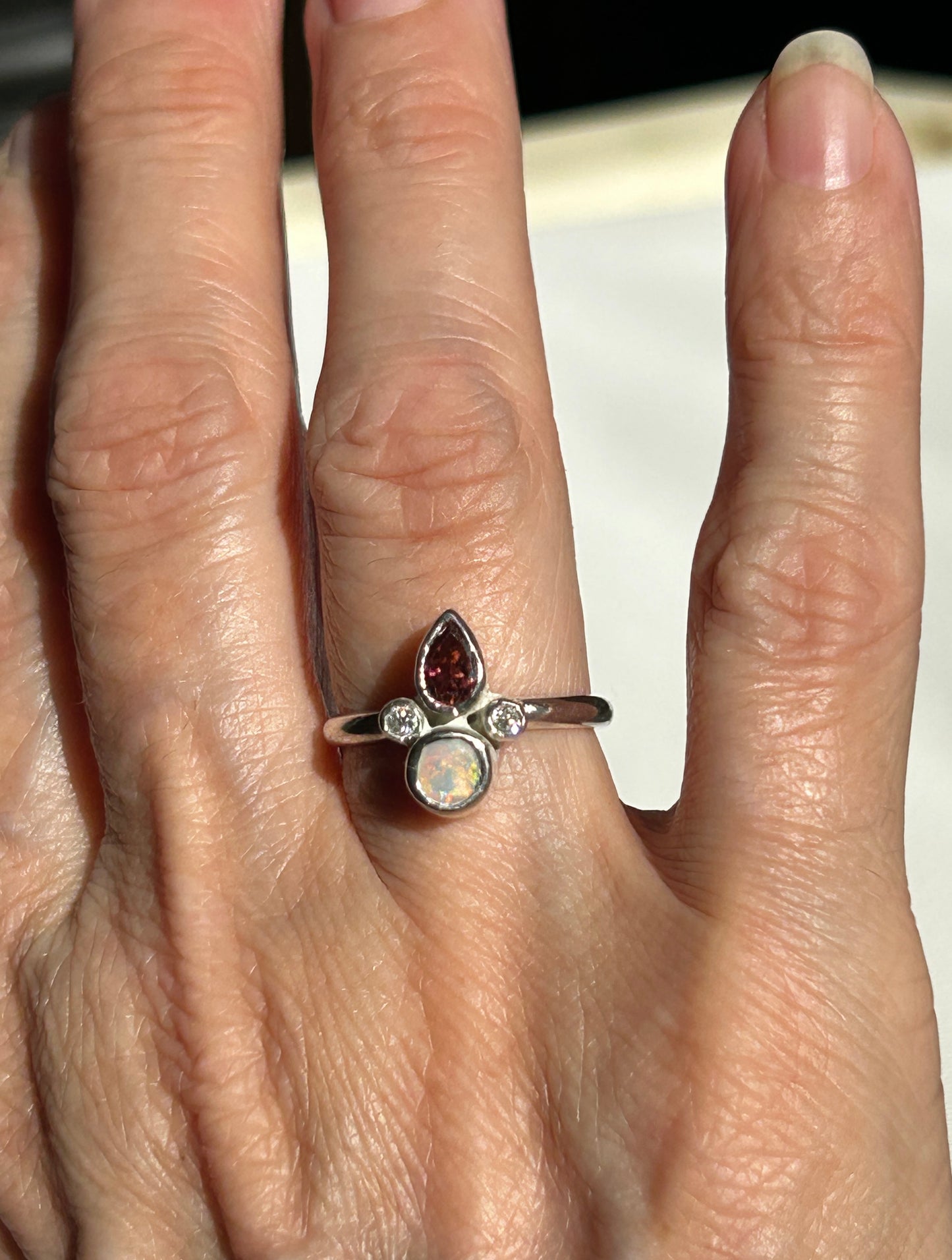 Tourmaline and opal Eva ring