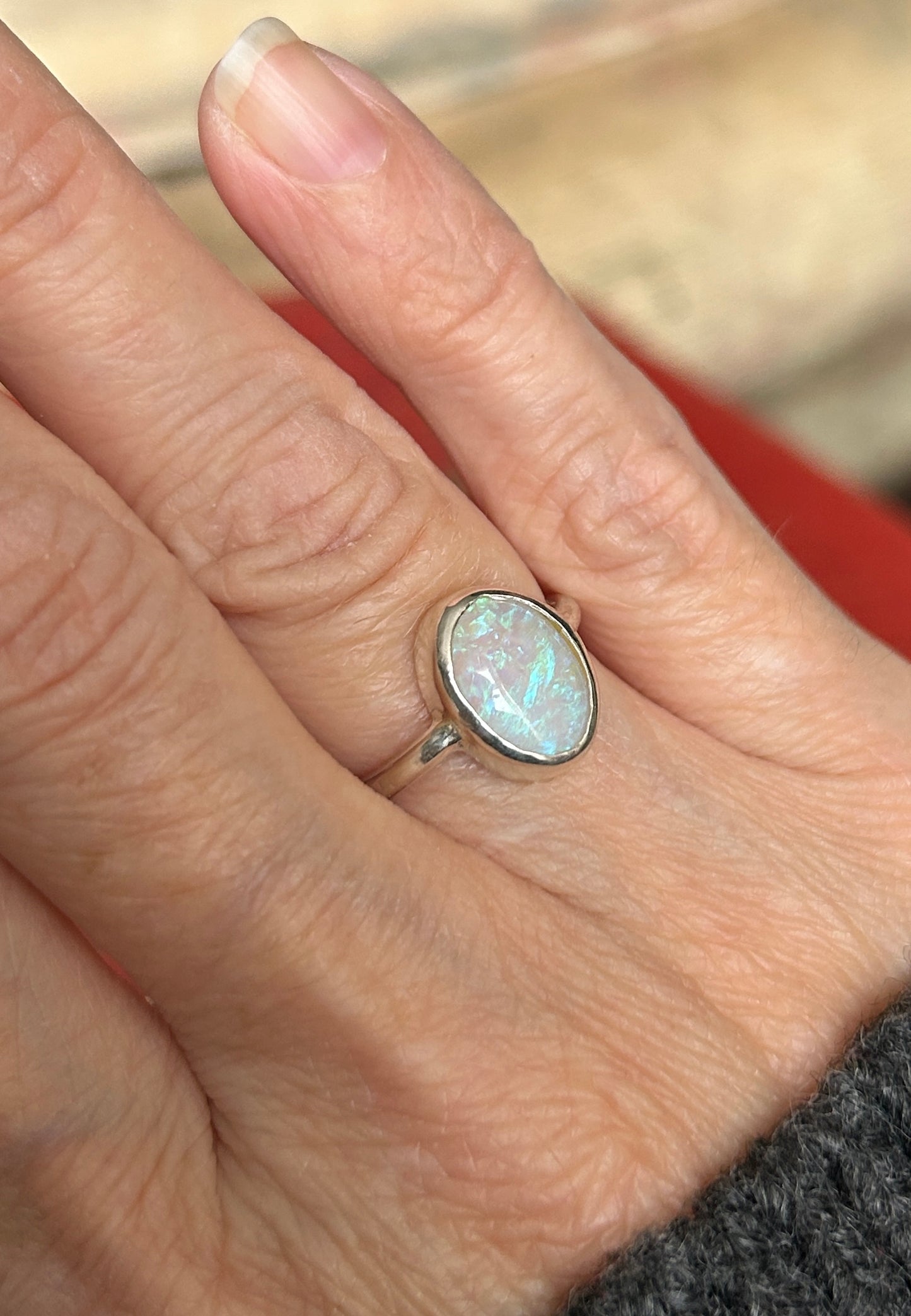 Crystal opal ring