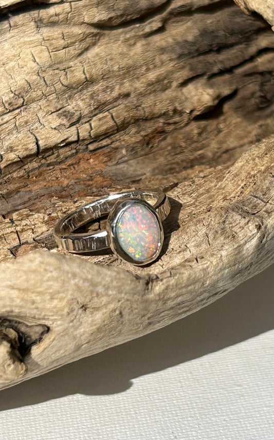 Warm Coober Pedy opal ring