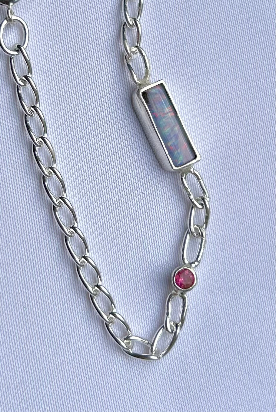 Boulder opal and Tourmaline bracelet