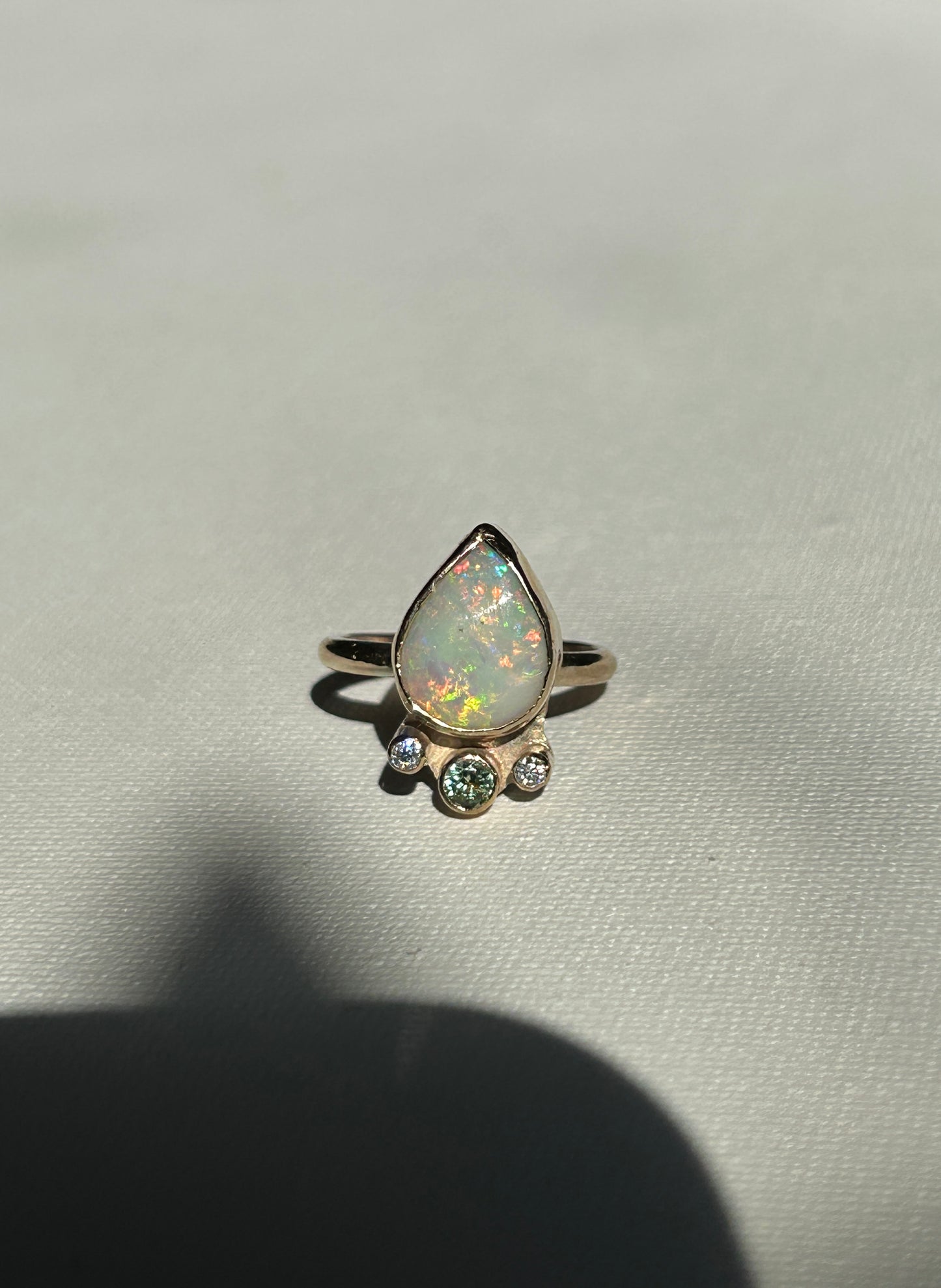 Crystal opal crown ring