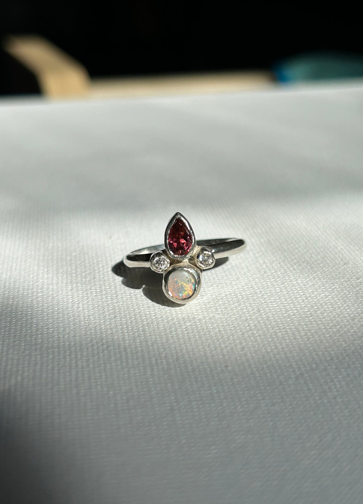 Tourmaline and opal Eva ring