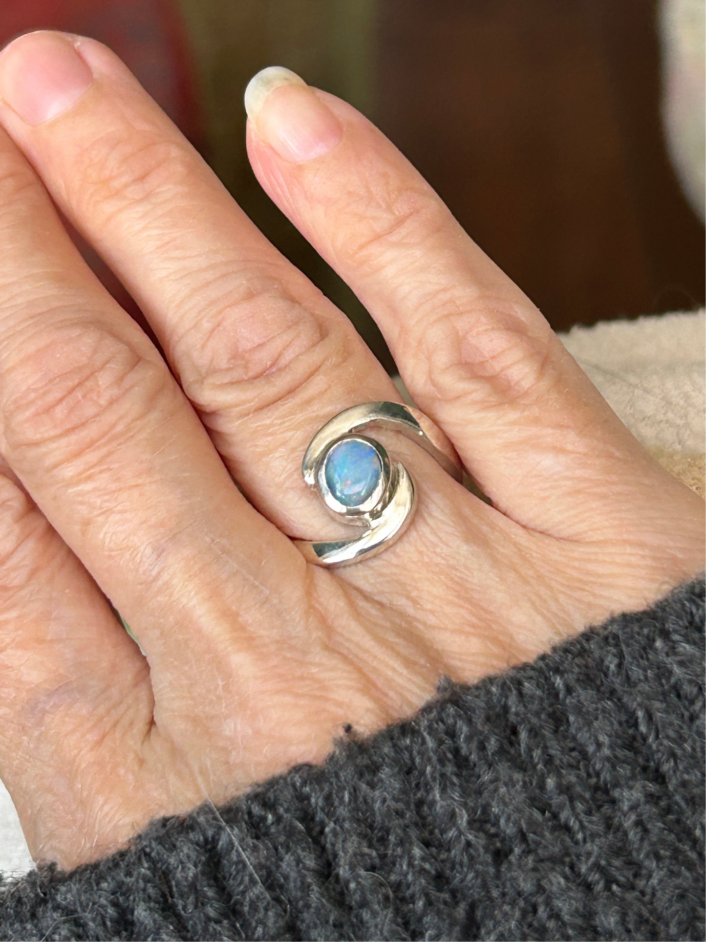 Blue swirl ring