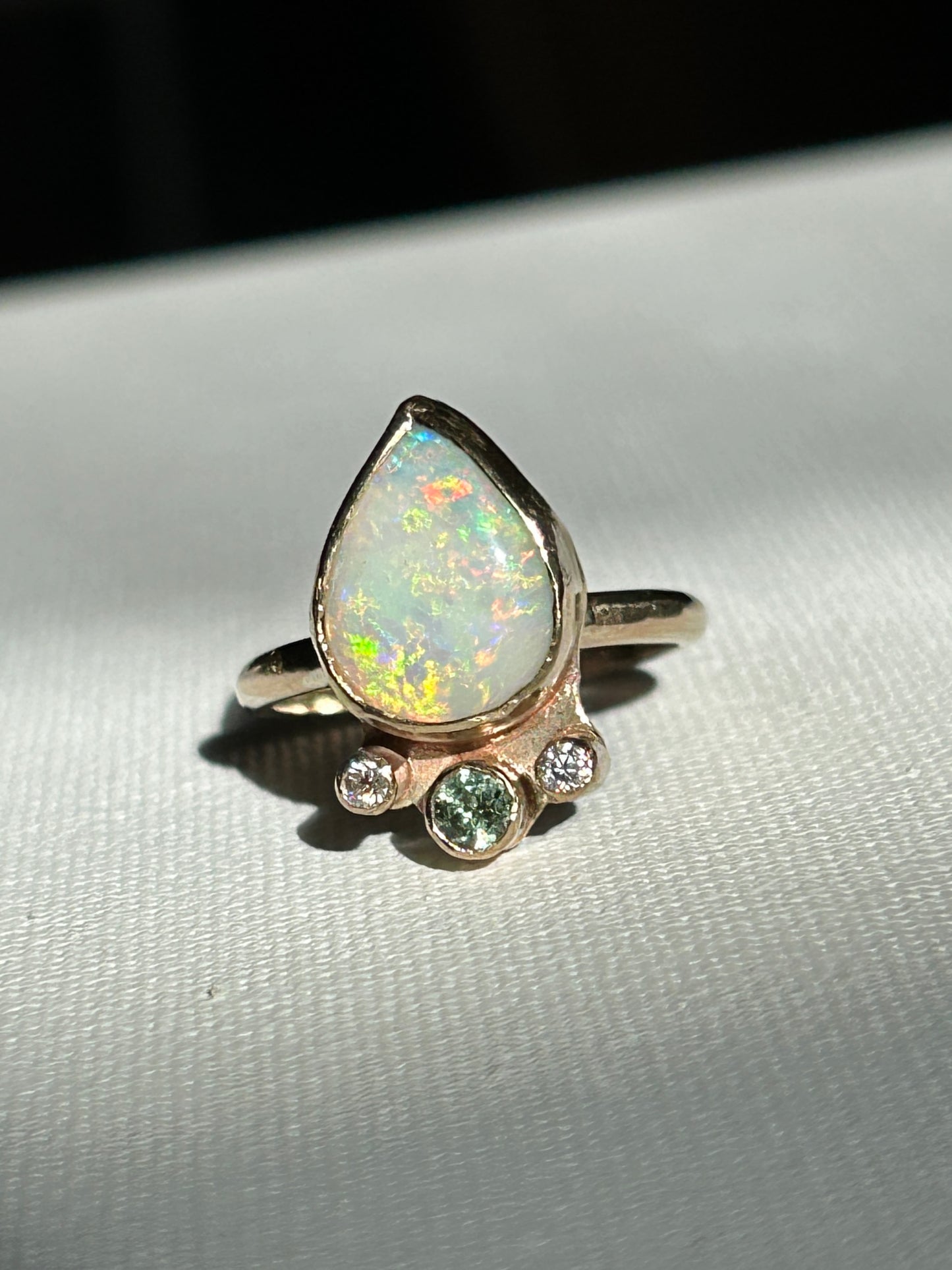 Crystal opal crown ring