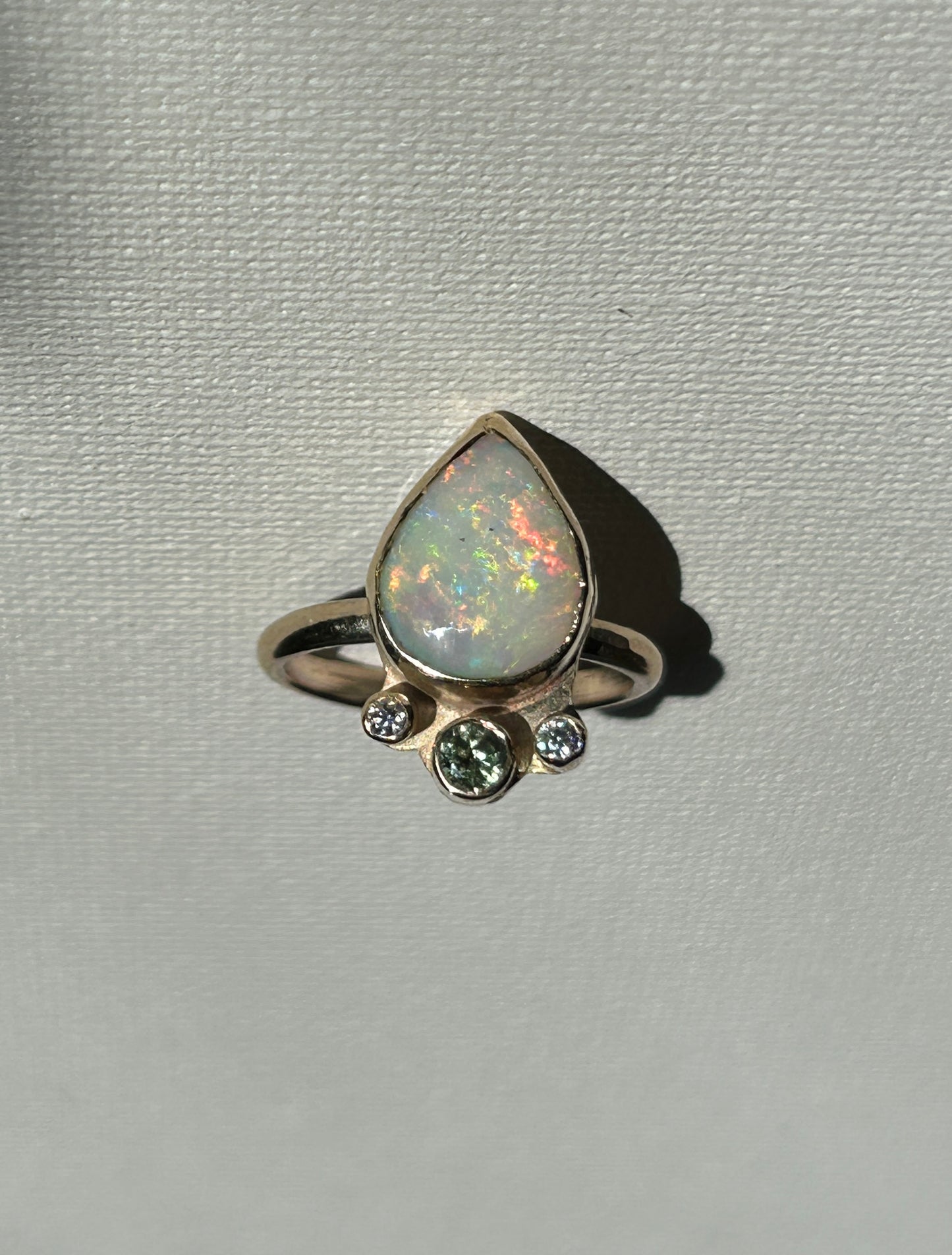 Crystal opal crown ring