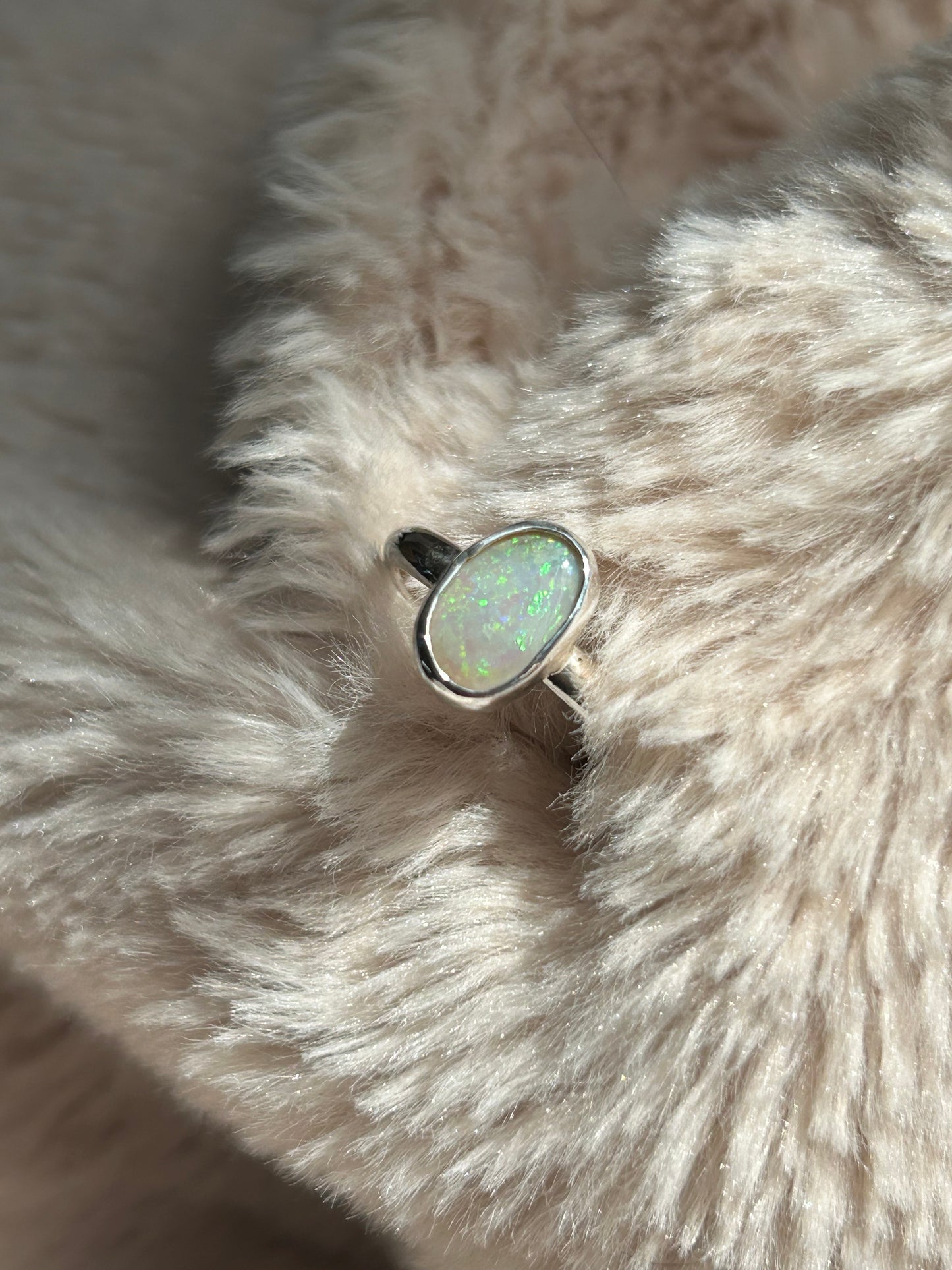 Green Coober Pedy opal ring
