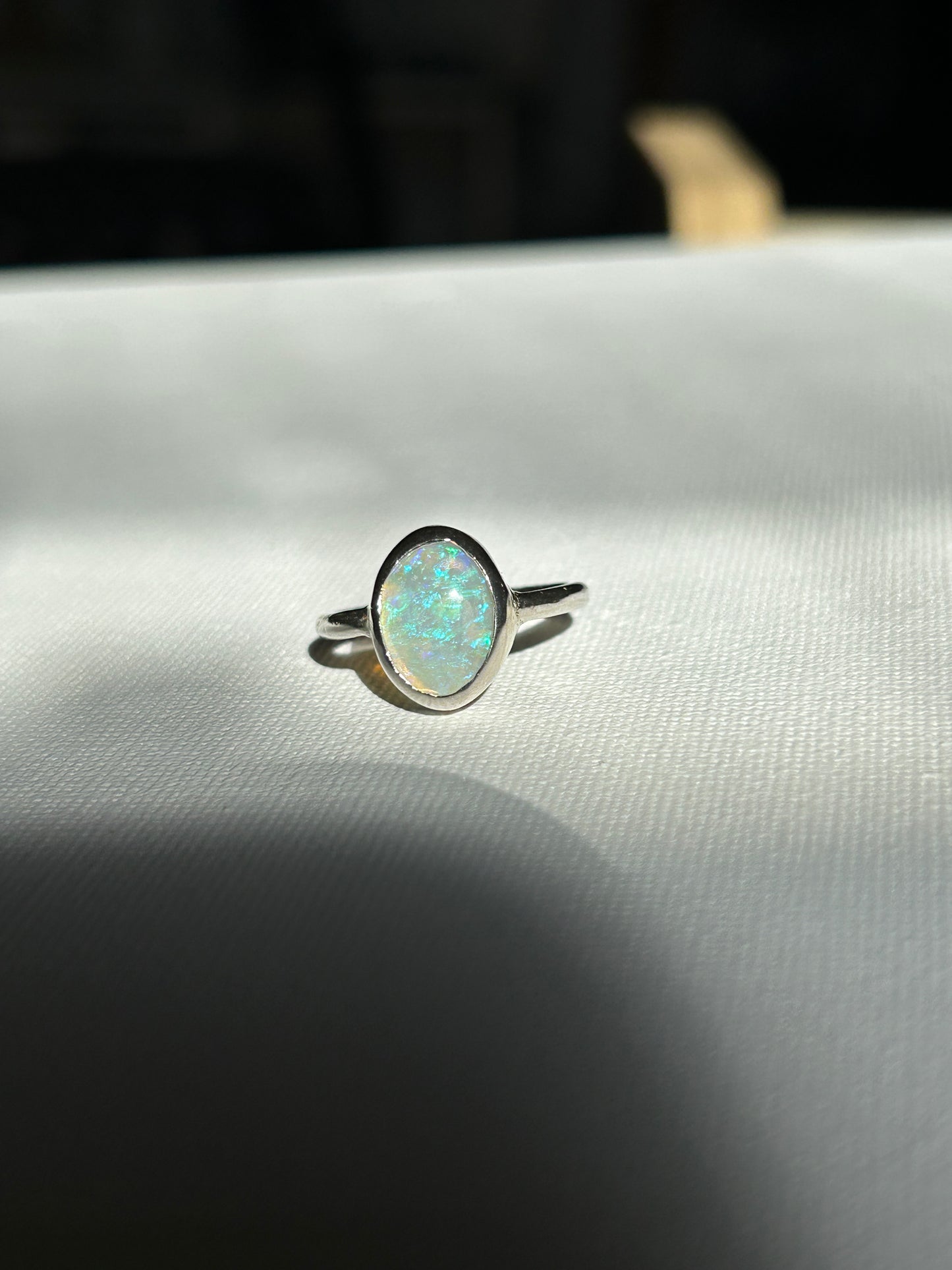 Crystal opal ring