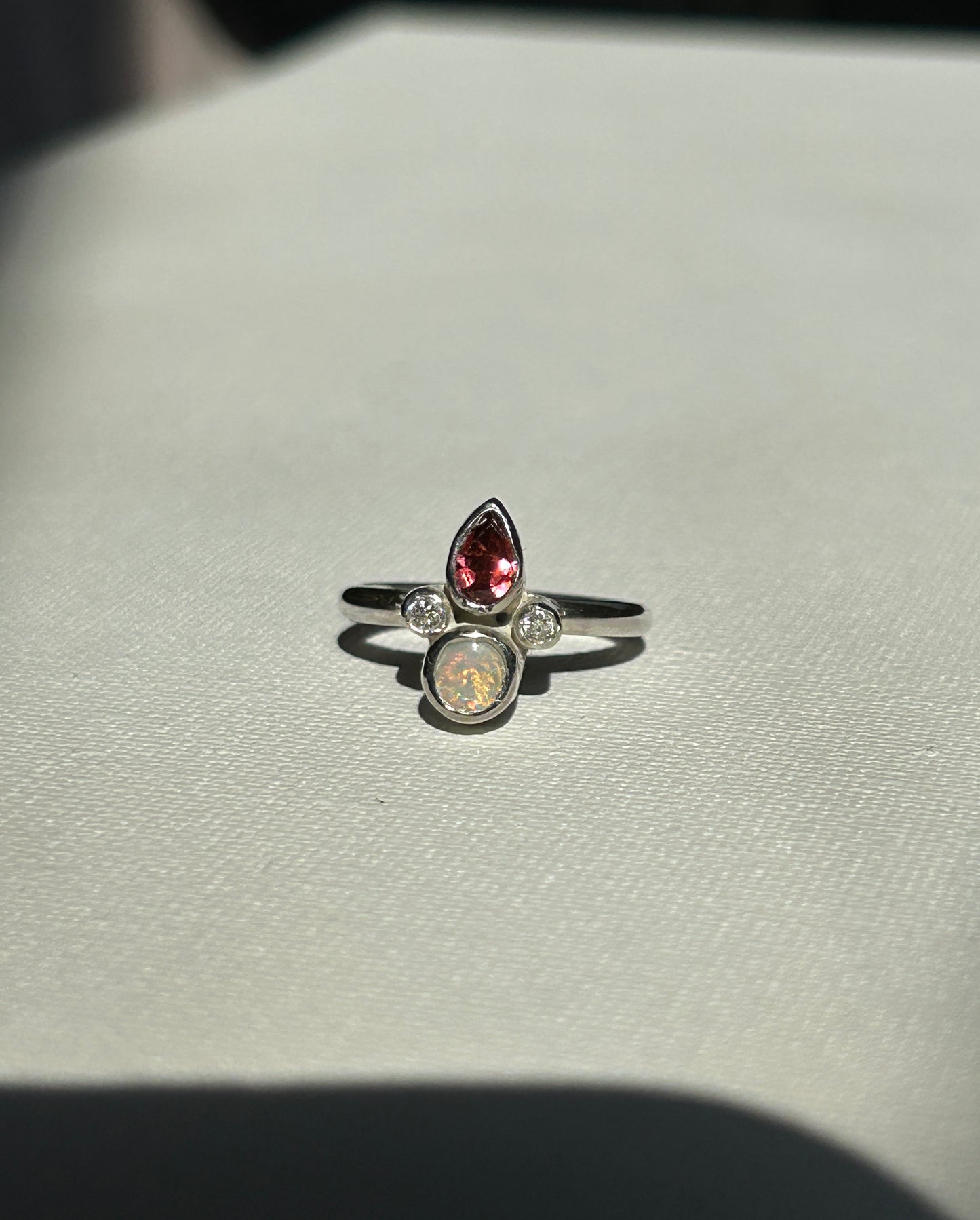 Tourmaline and opal Eva ring