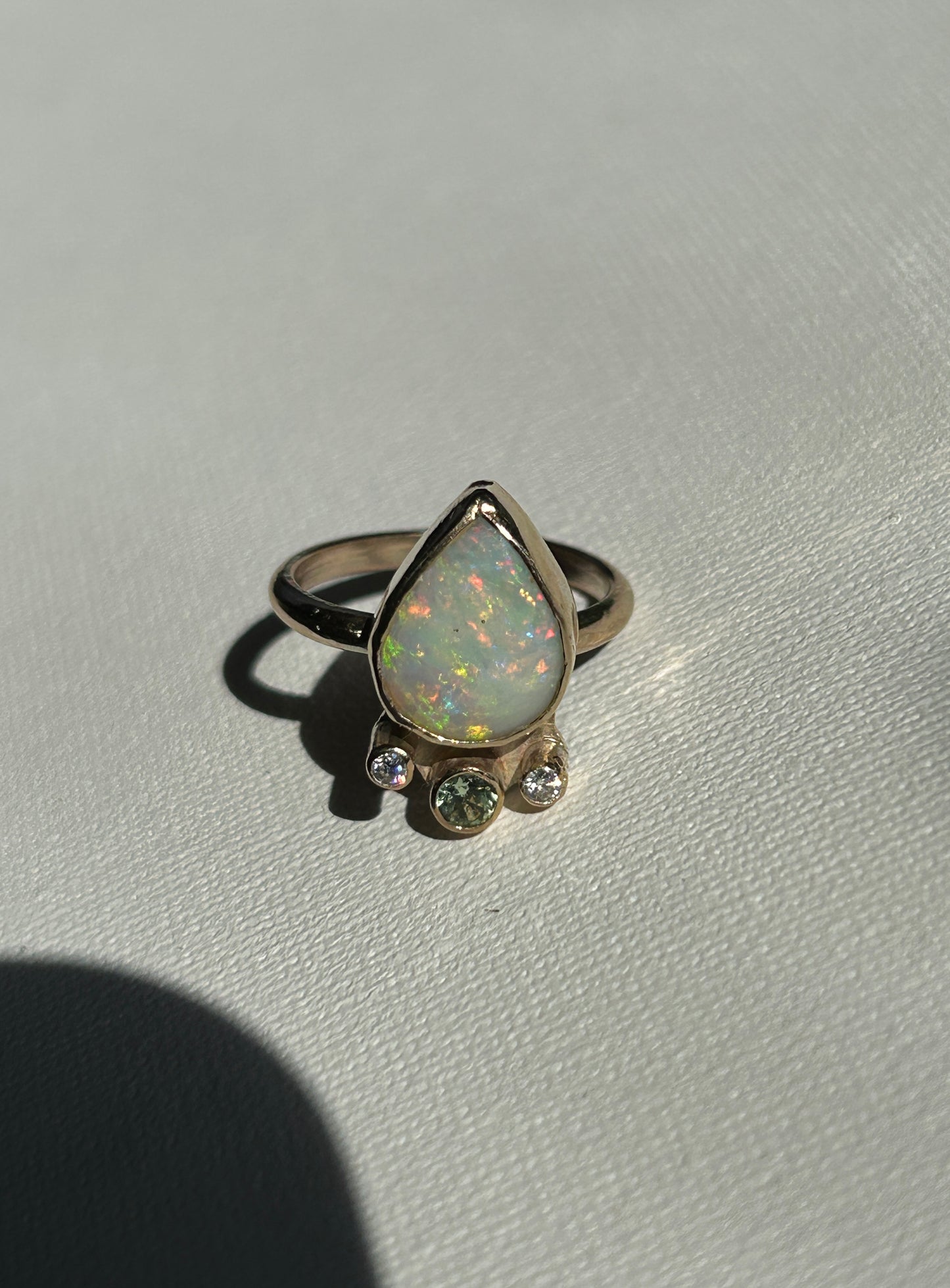 Crystal opal crown ring