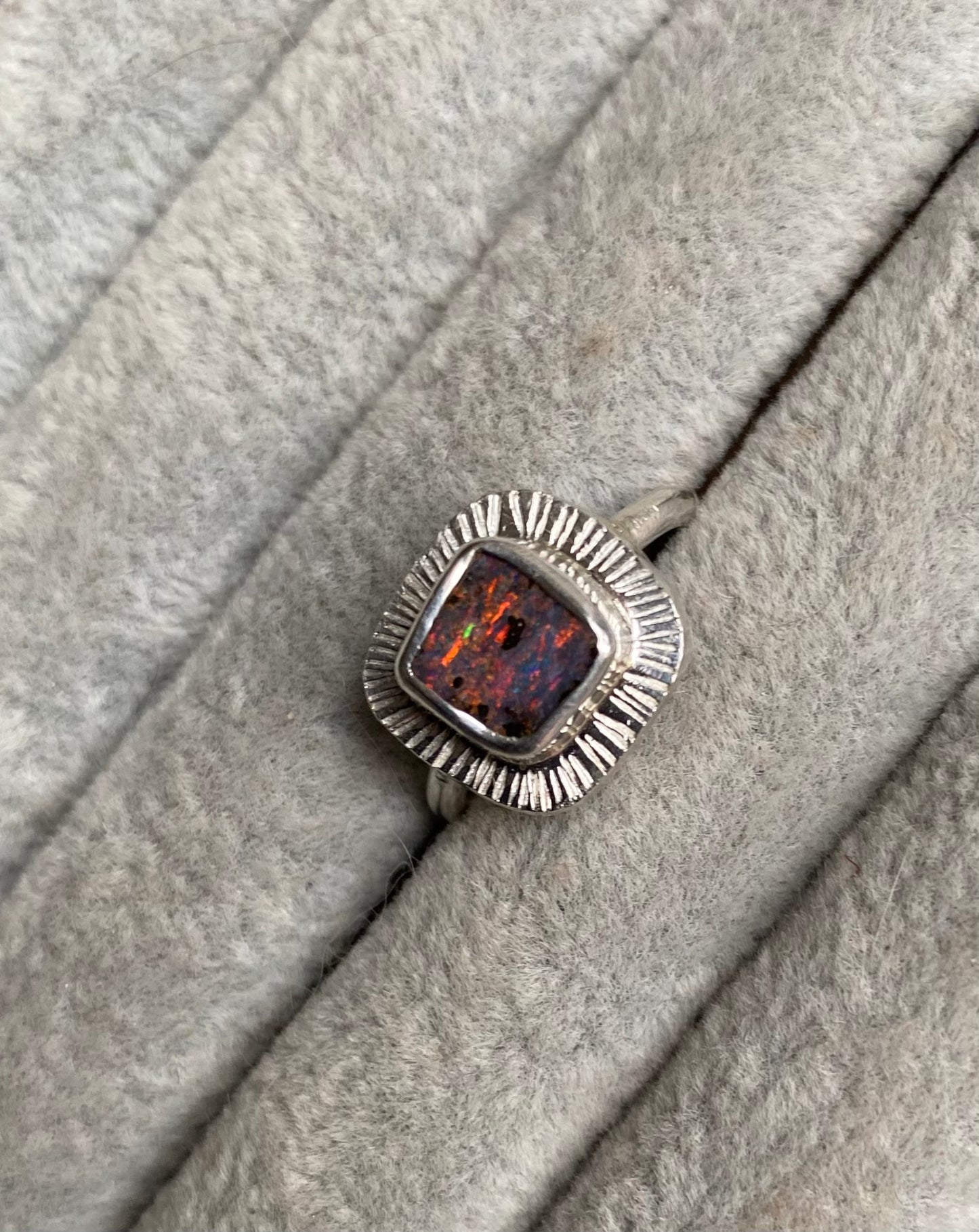 Opal sunbeam ring