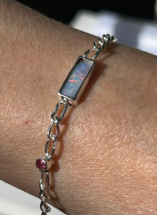 Boulder opal and Tourmaline bracelet