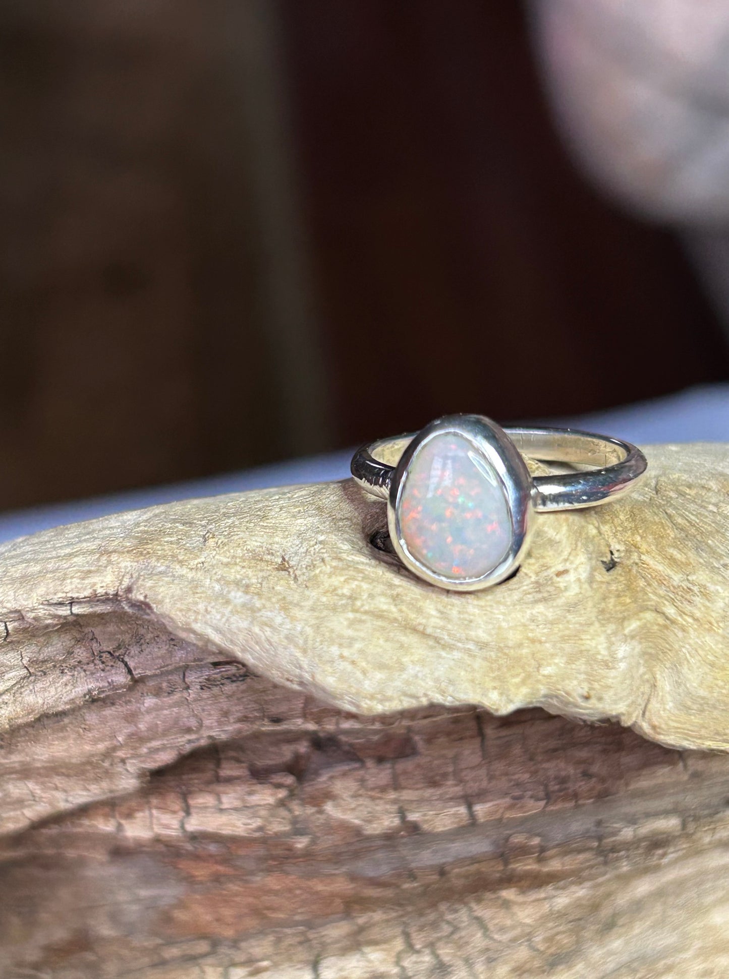 Teardrop solid opal ring