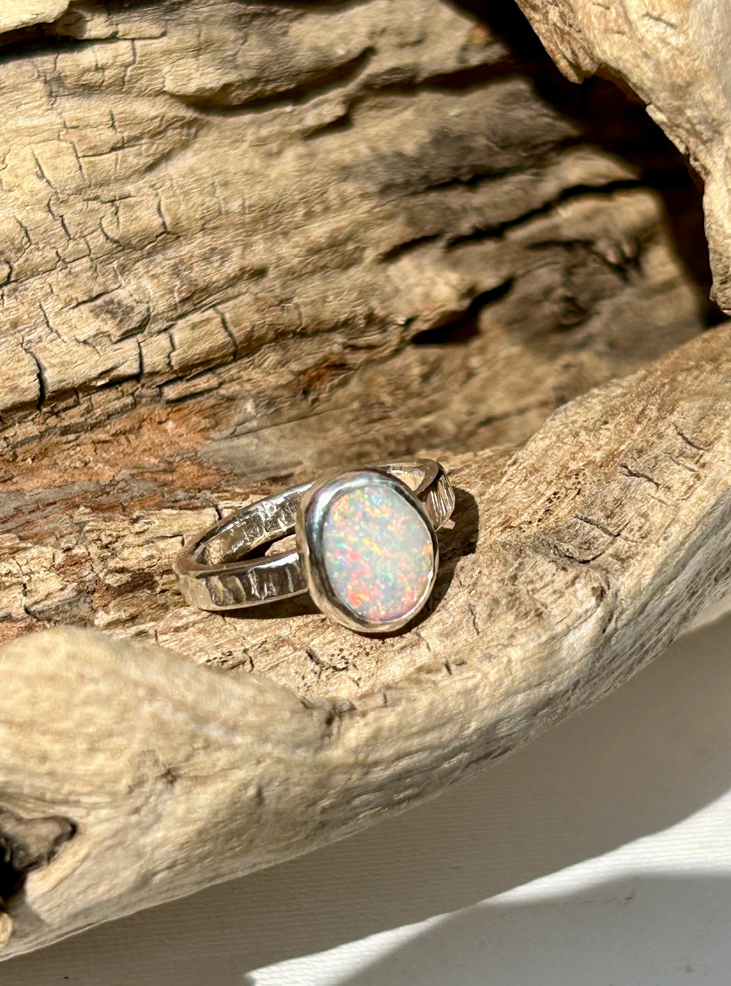 Warm Coober Pedy opal ring
