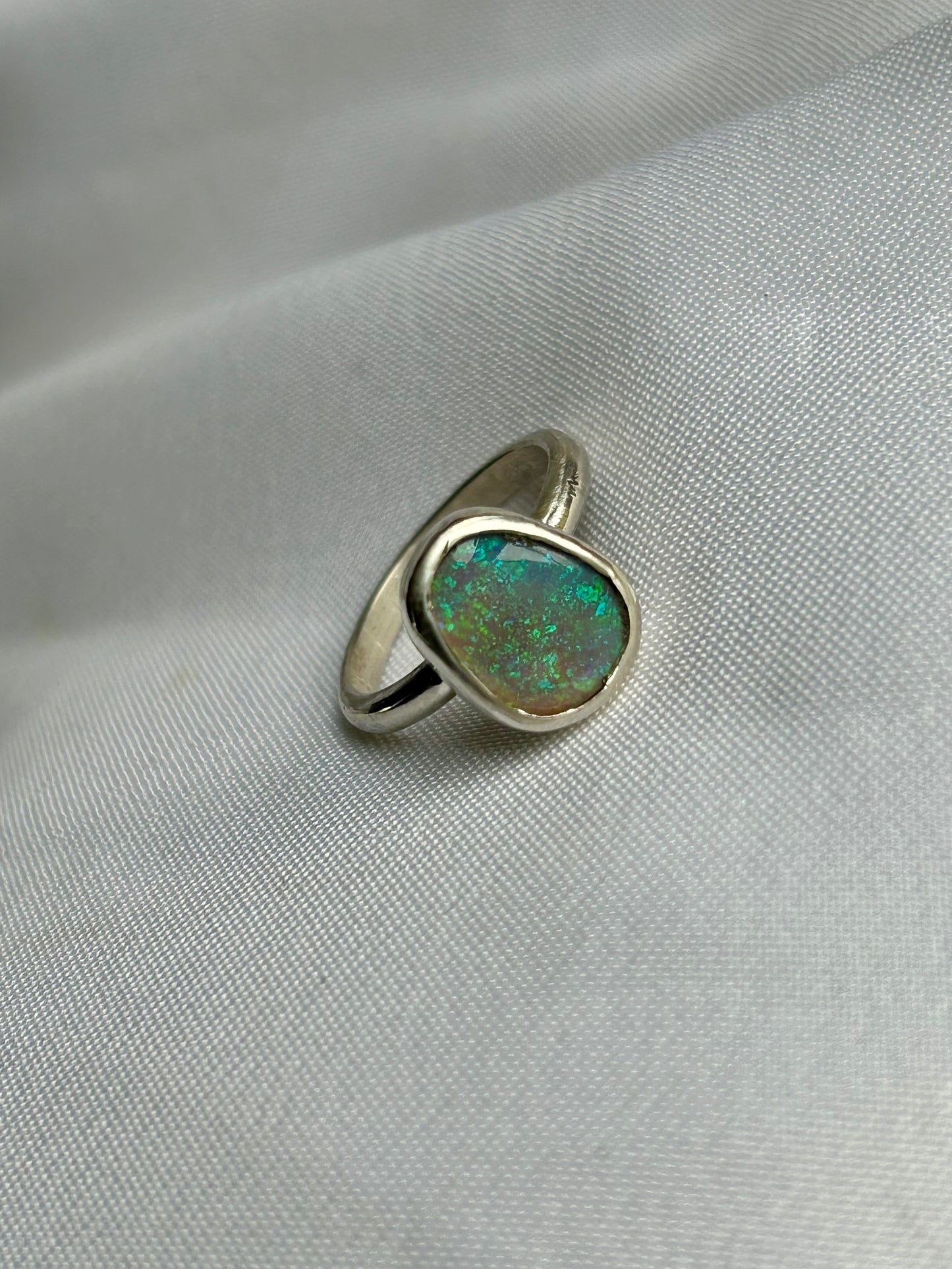 Solid crystal opal ring