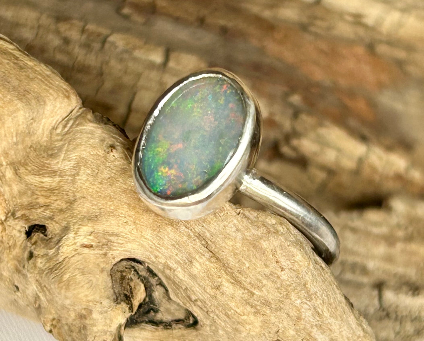Solid crystal opal ring