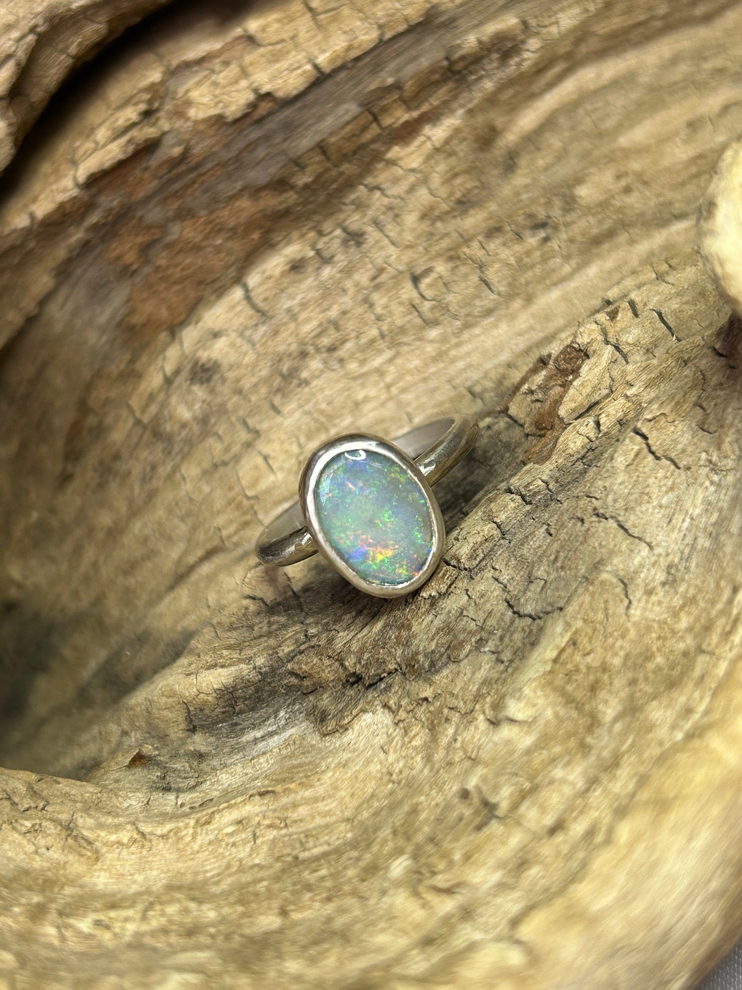 Solid crystal opal ring