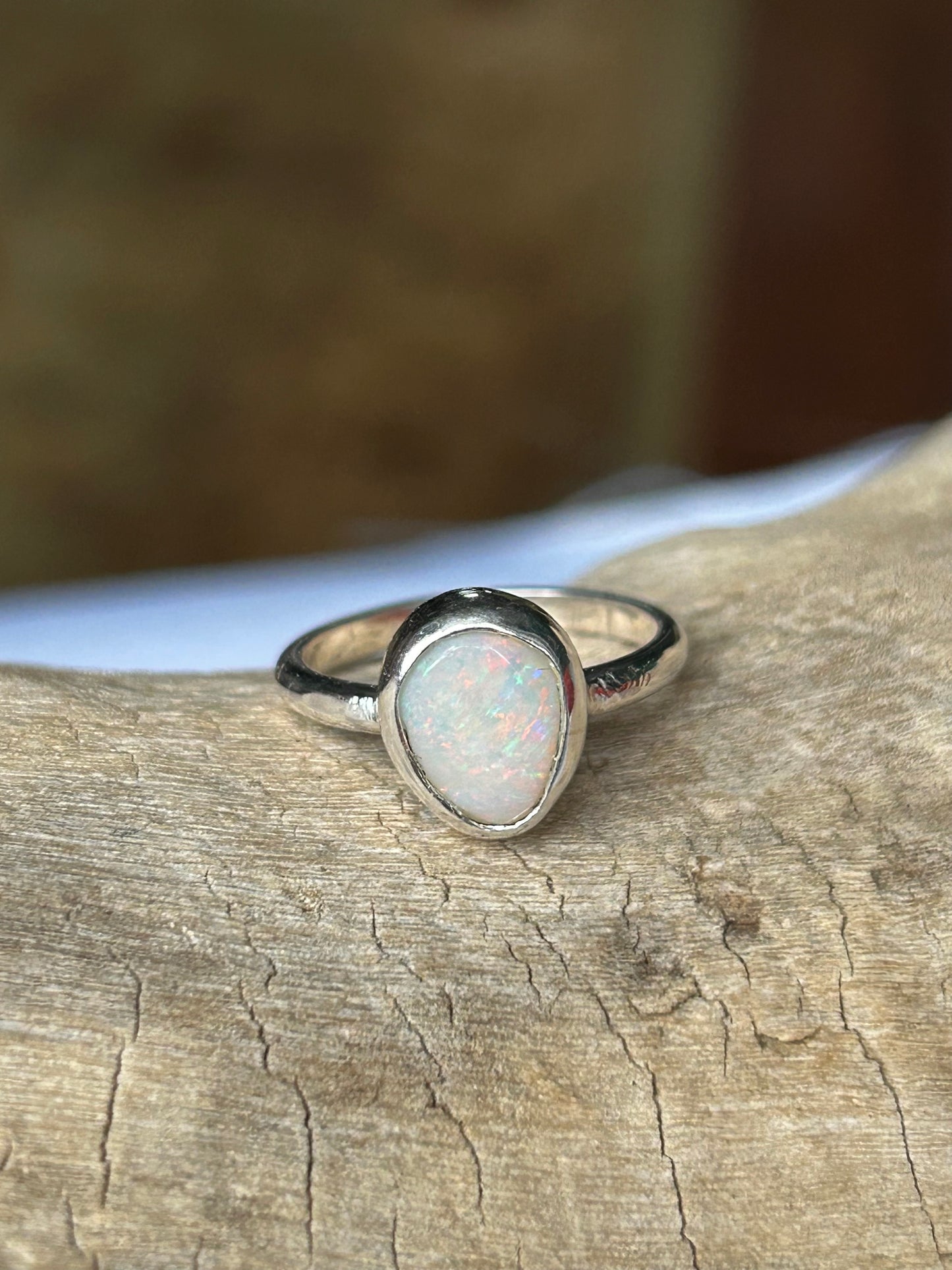Teardrop solid opal ring
