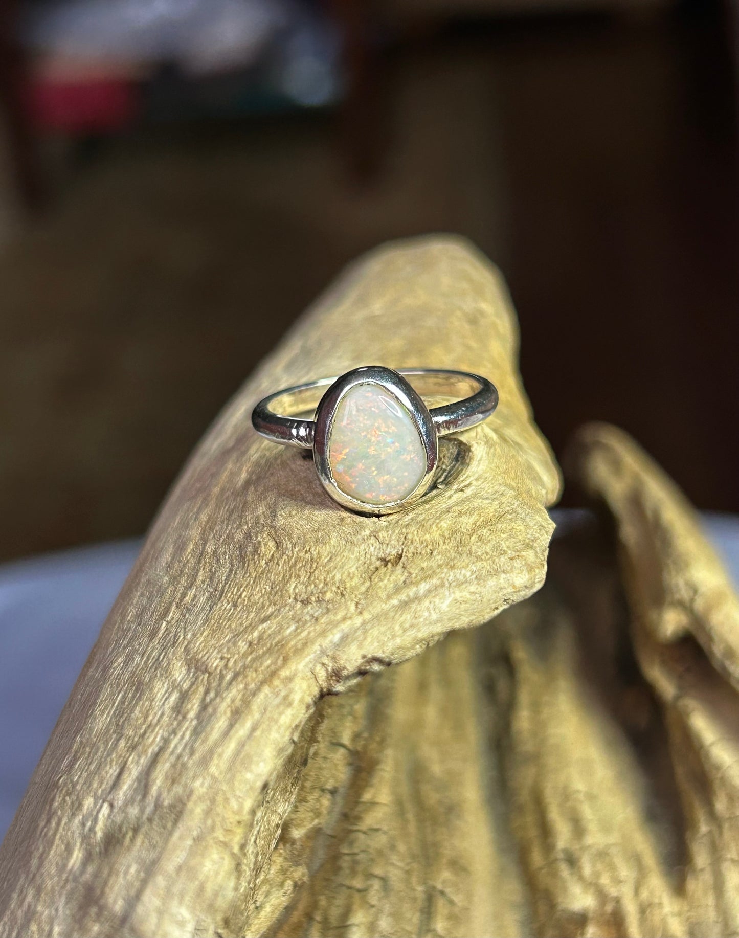 Teardrop solid opal ring