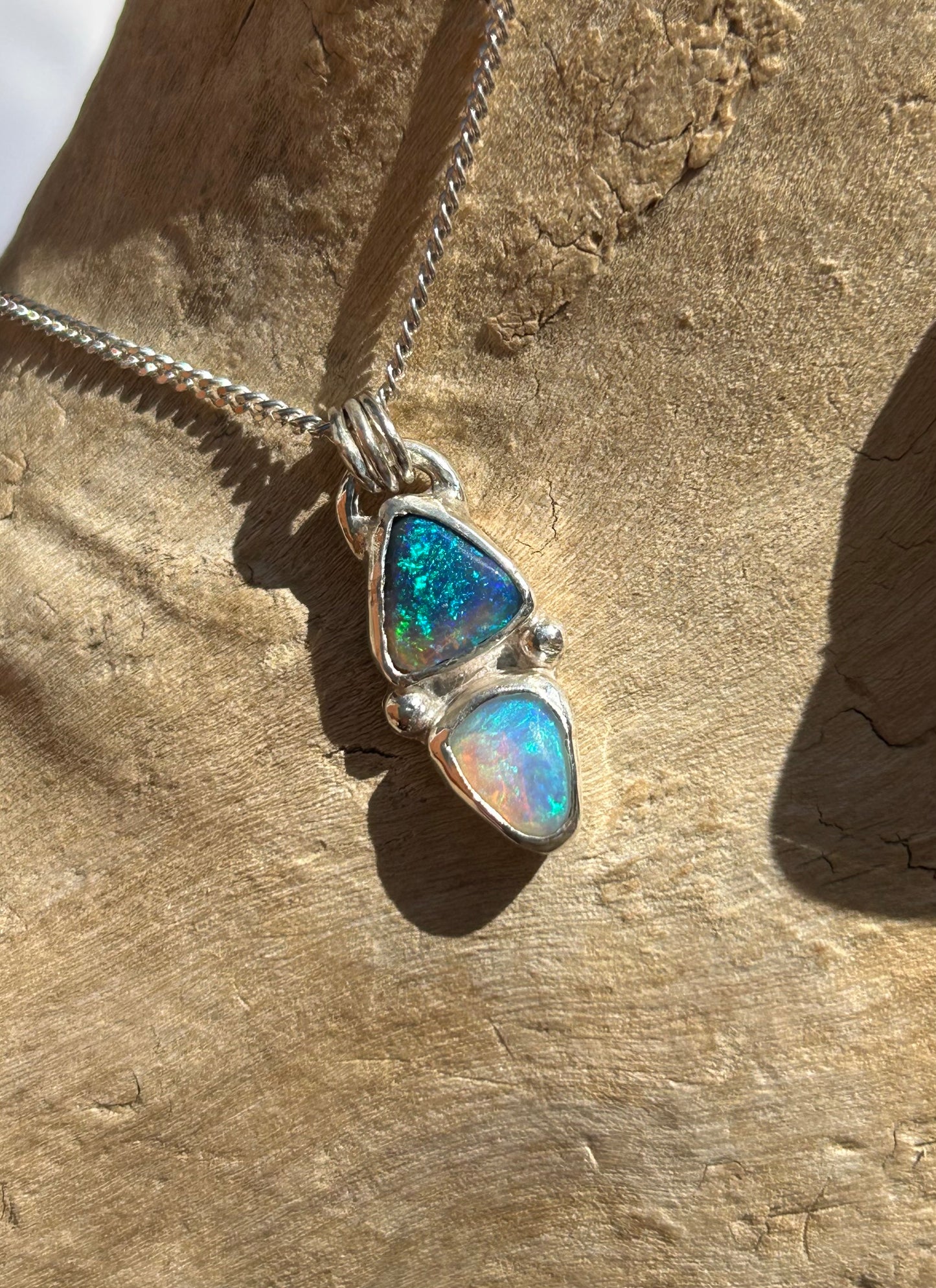 Double Crystal Opal pendant
