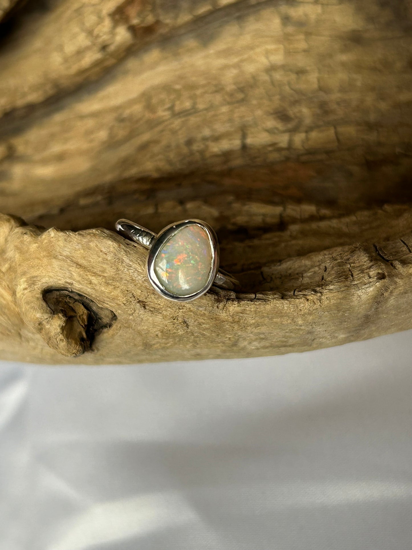 Teardrop solid opal ring