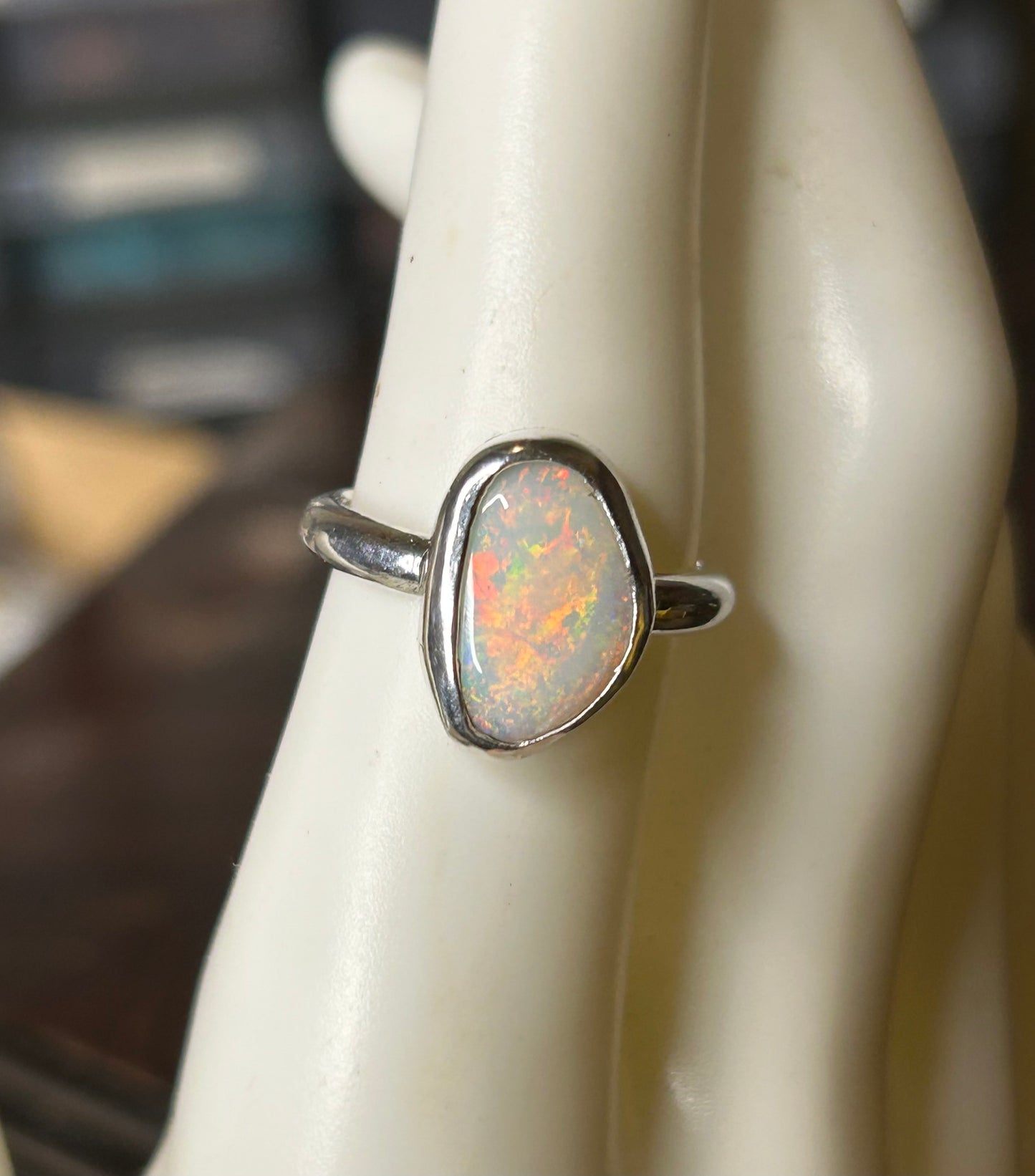 Australian solid opal ring