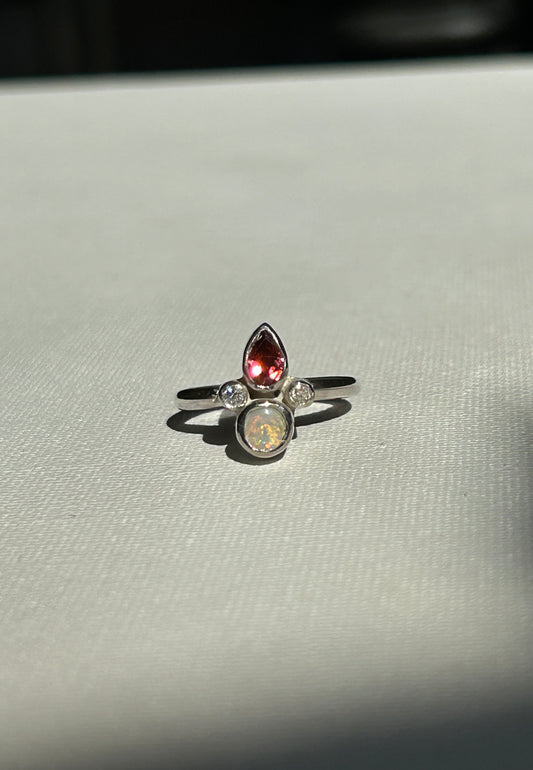 Tourmaline and opal Eva ring