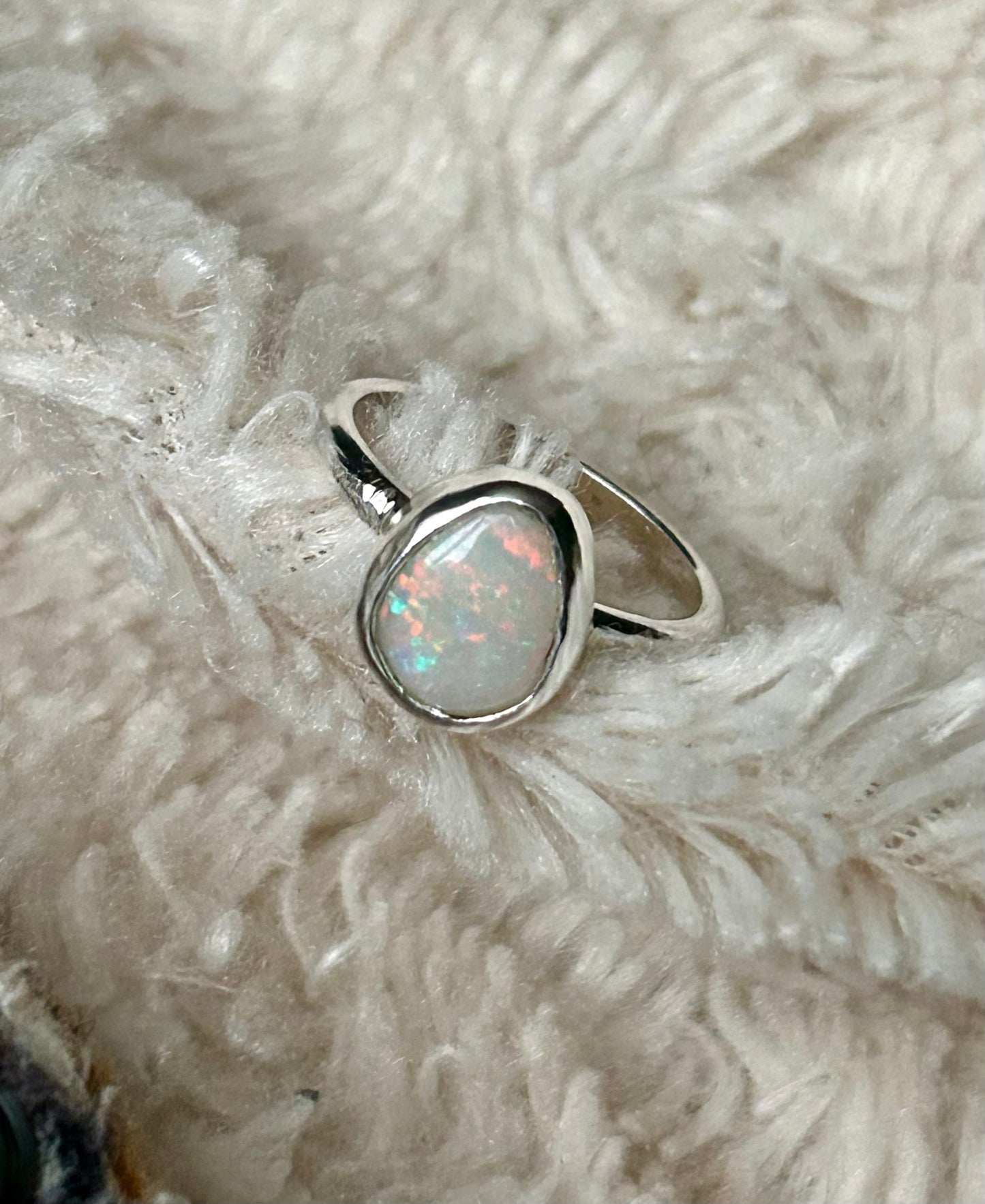 Teardrop solid opal ring