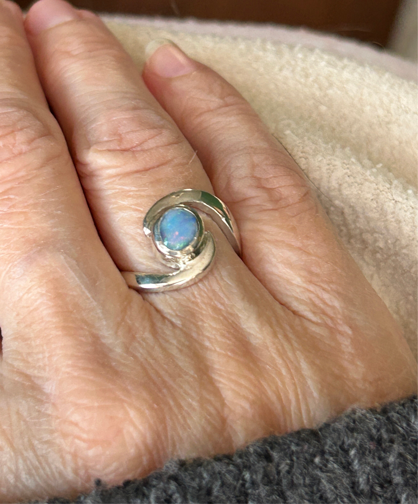 Blue swirl ring