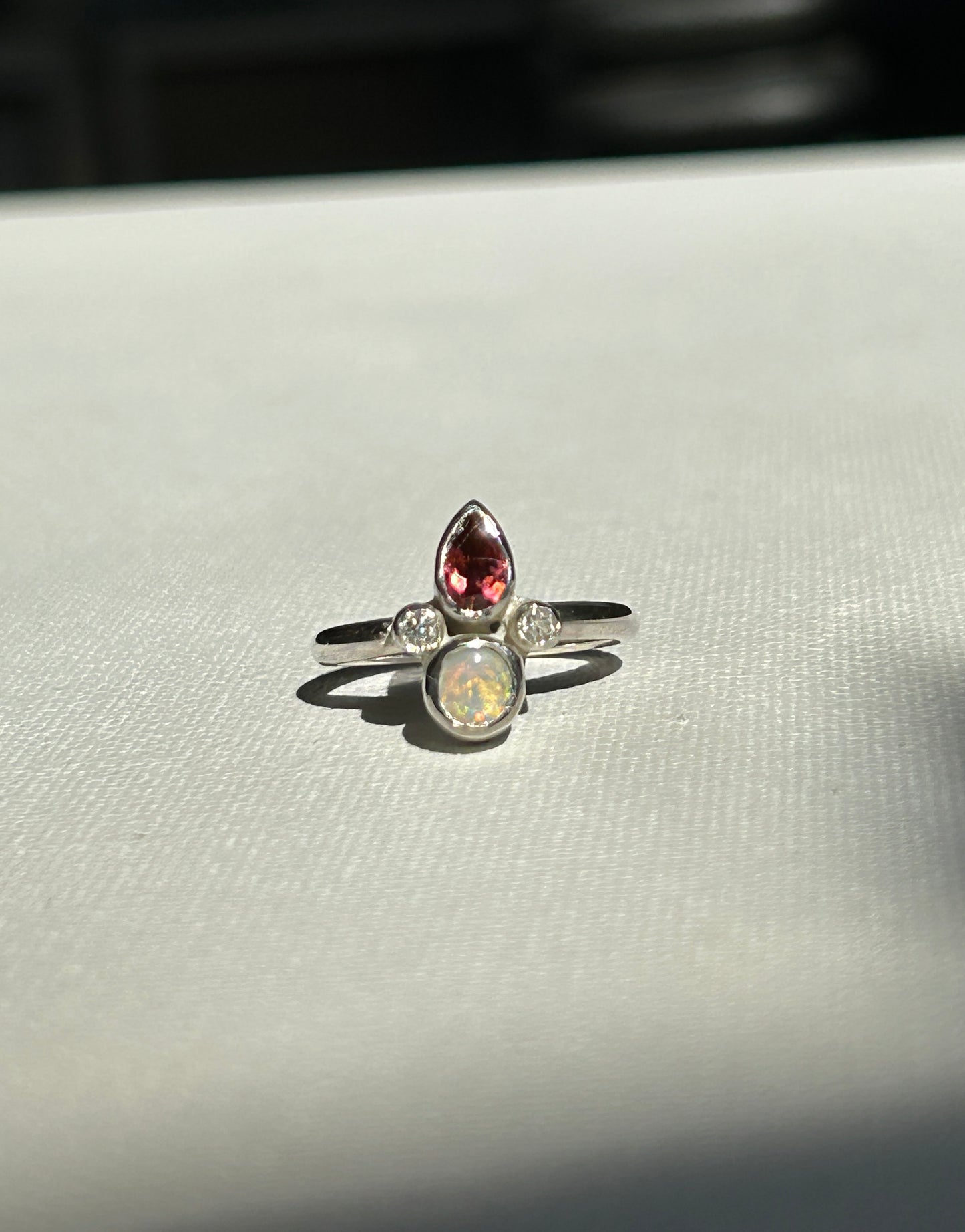 Tourmaline and opal Eva ring