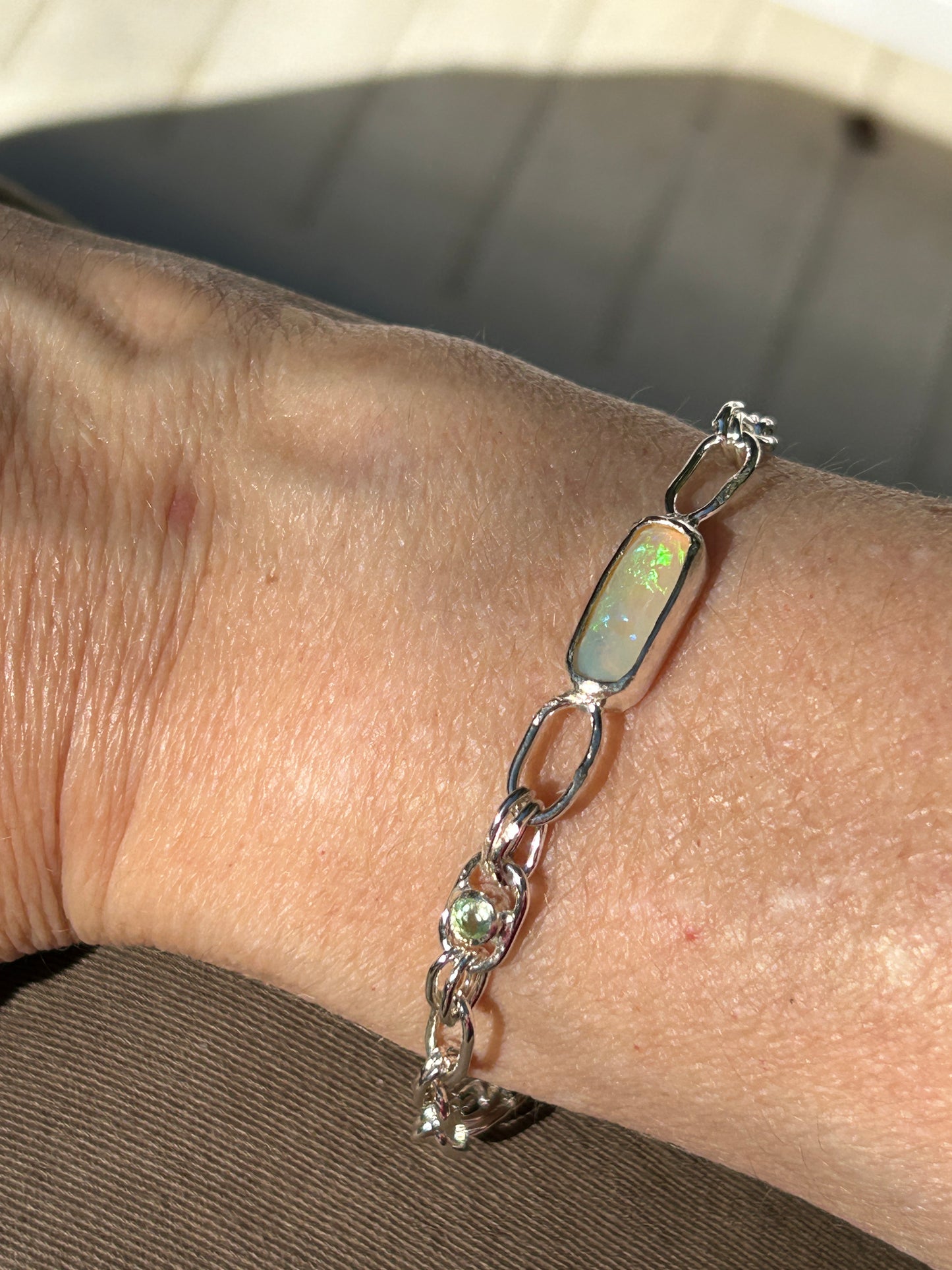 Green opal and Tsavorite bracelet.