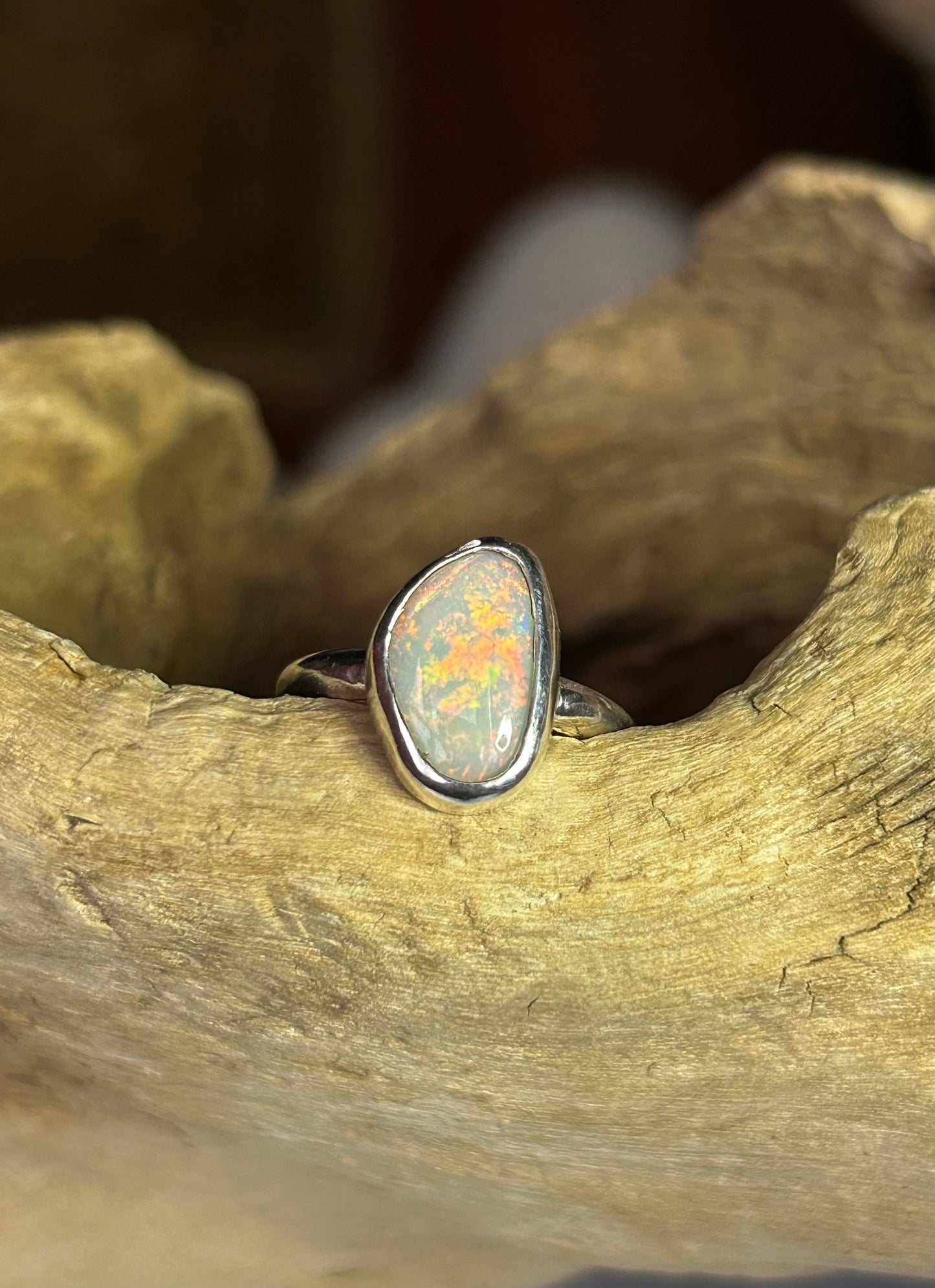 Australian solid opal ring