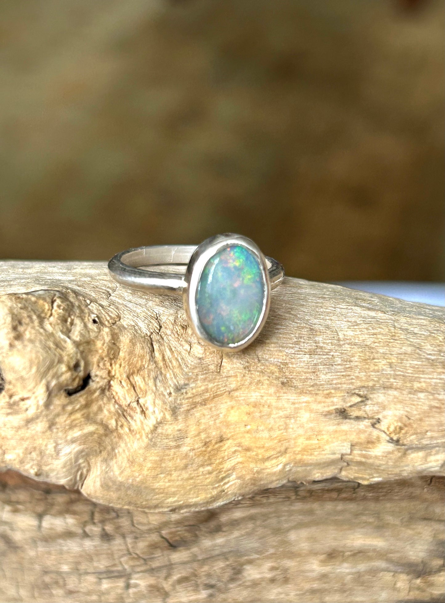 Solid crystal opal ring