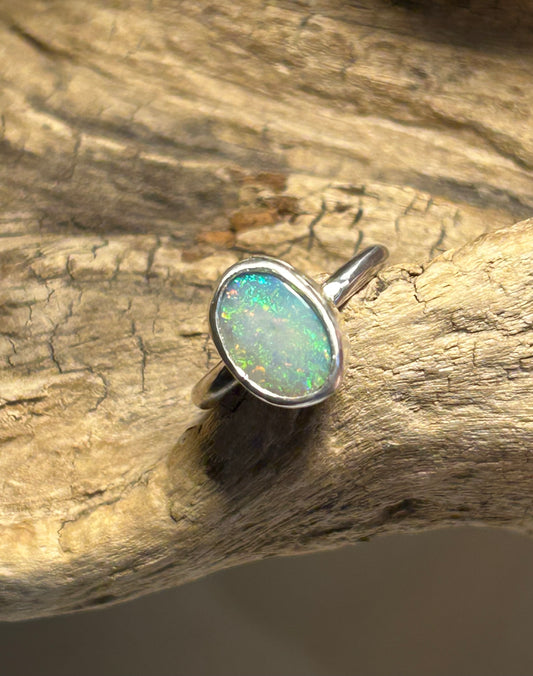 Solid crystal opal ring