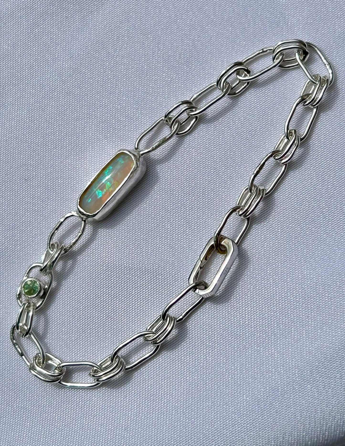 Green opal and Tsavorite bracelet.