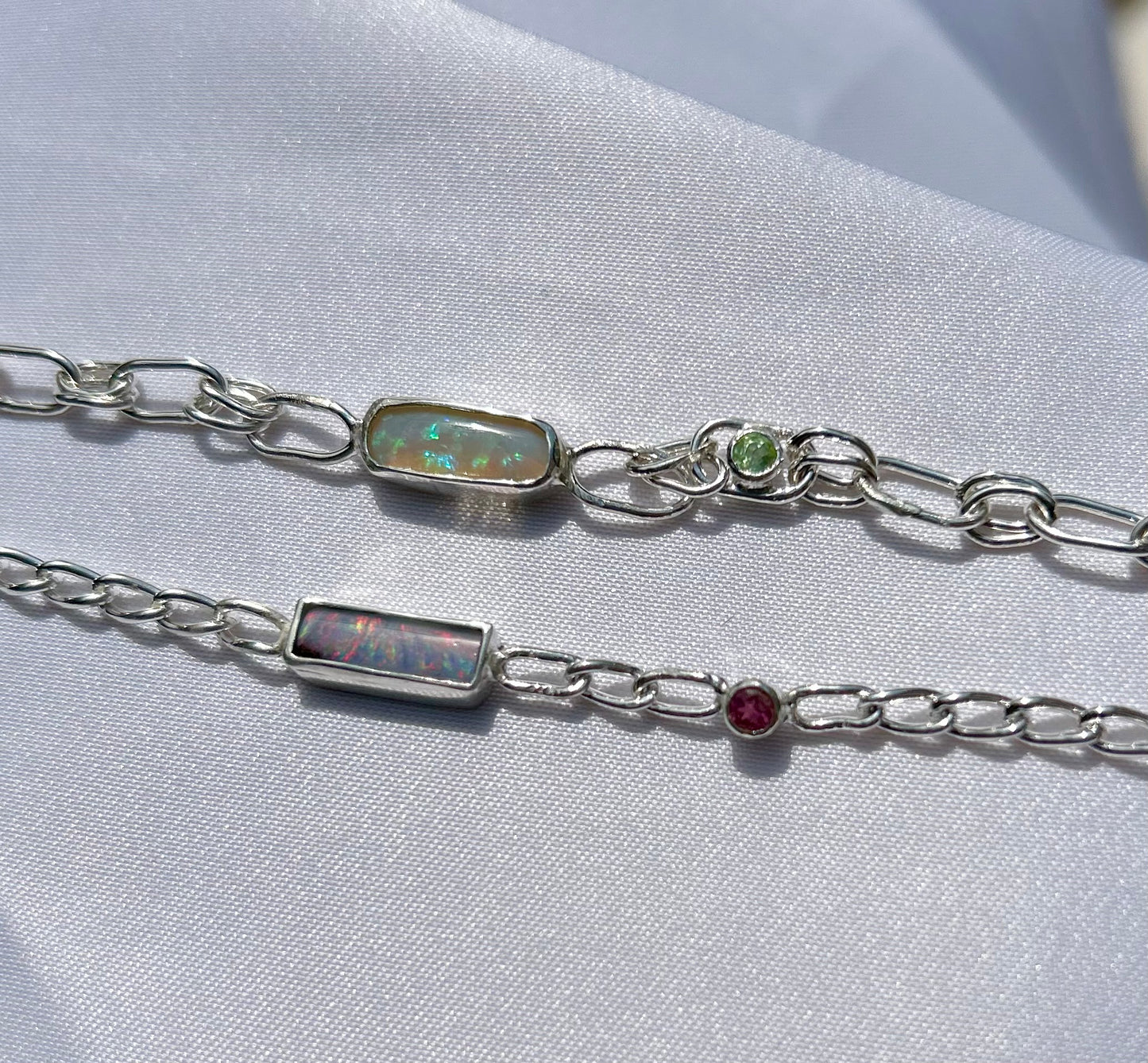 Green opal and Tsavorite bracelet.