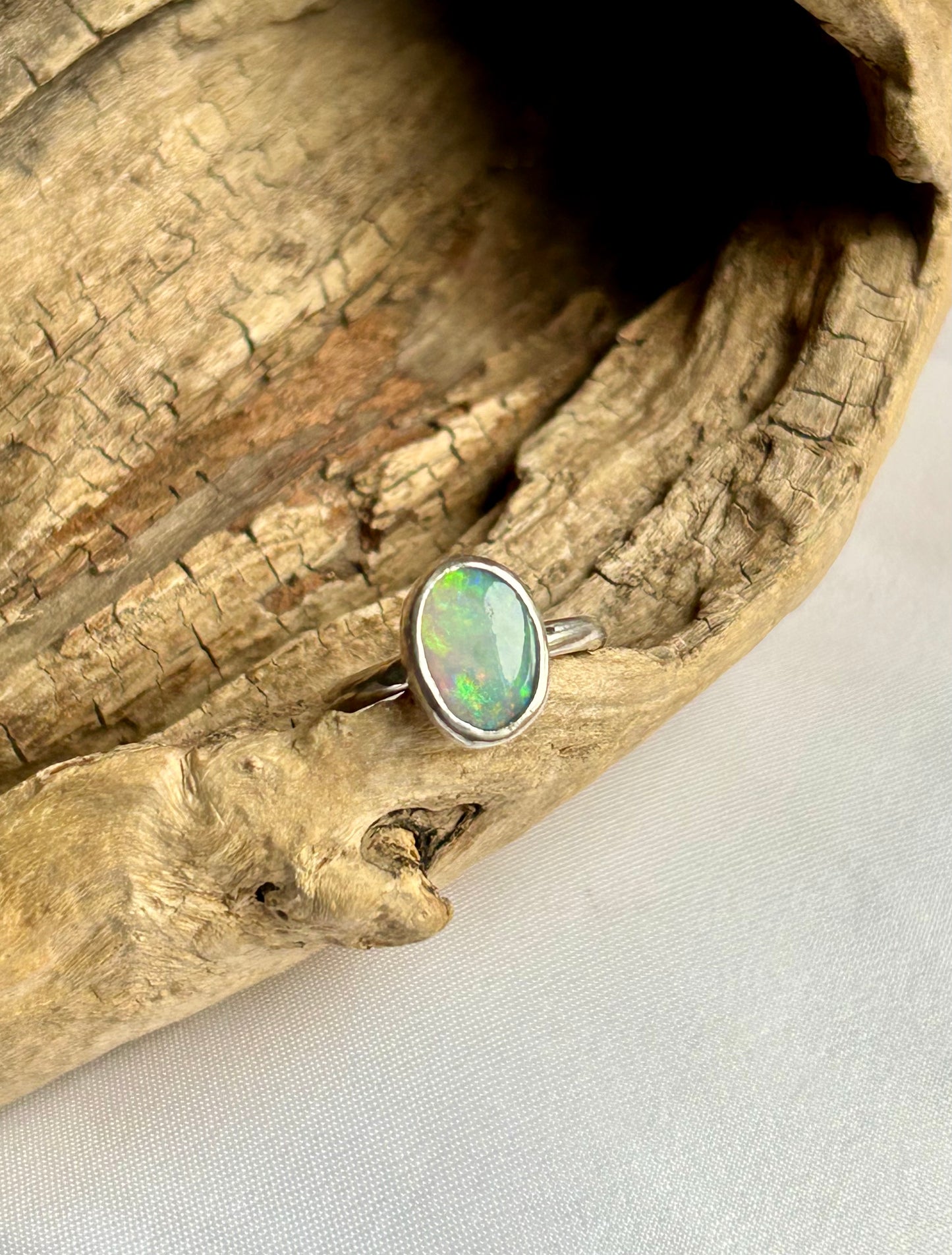Solid crystal opal ring