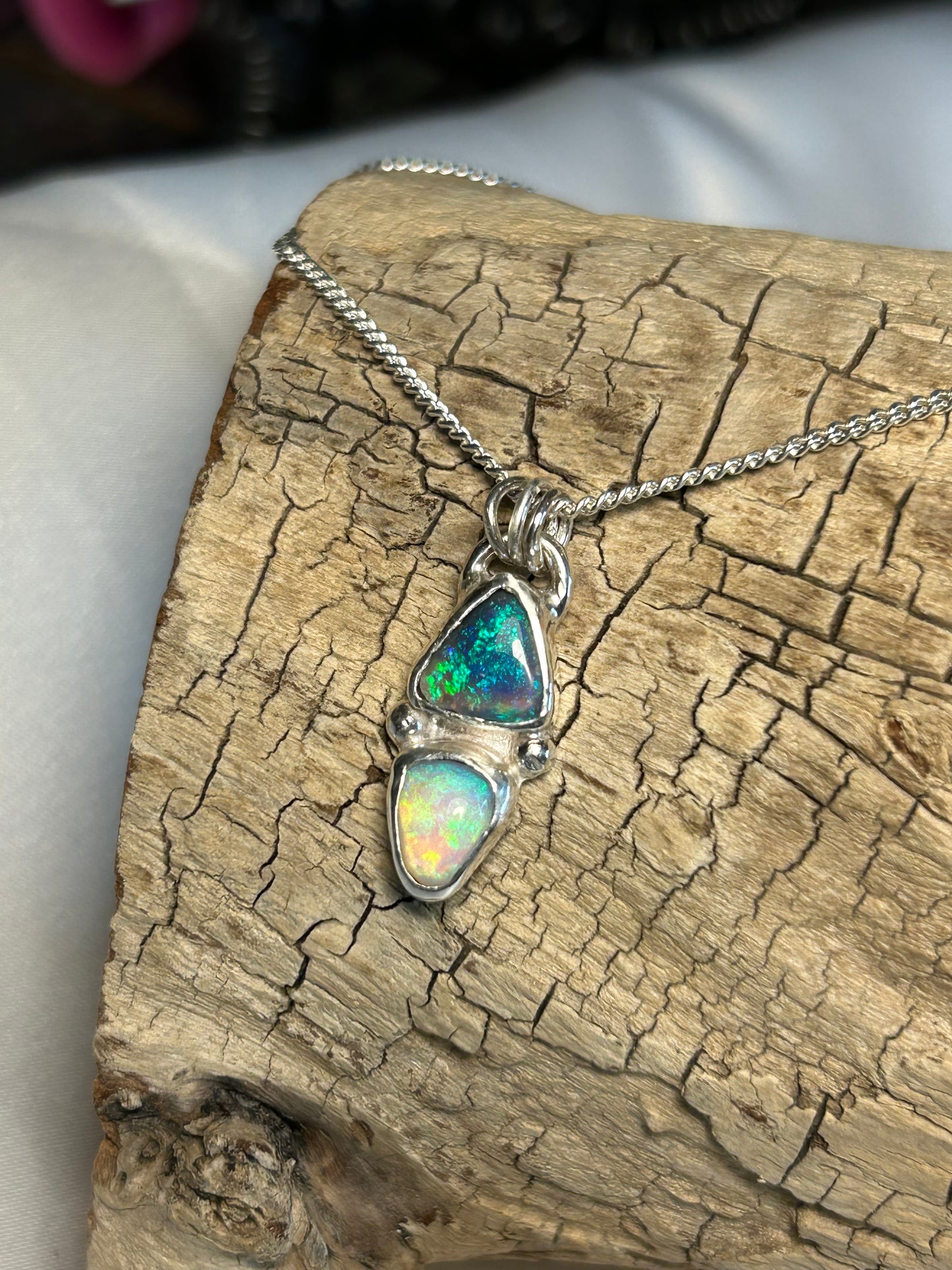 Double Crystal Opal pendant