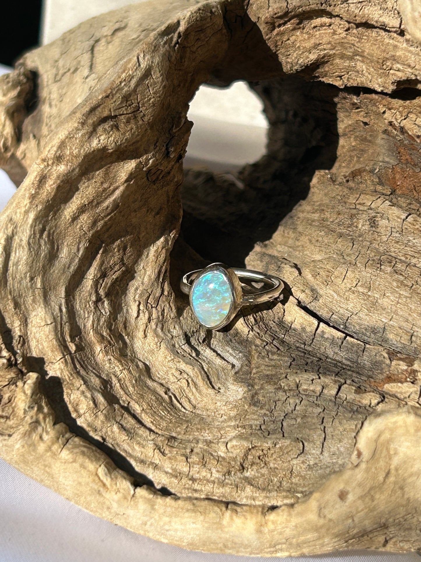 Crystal opal ring