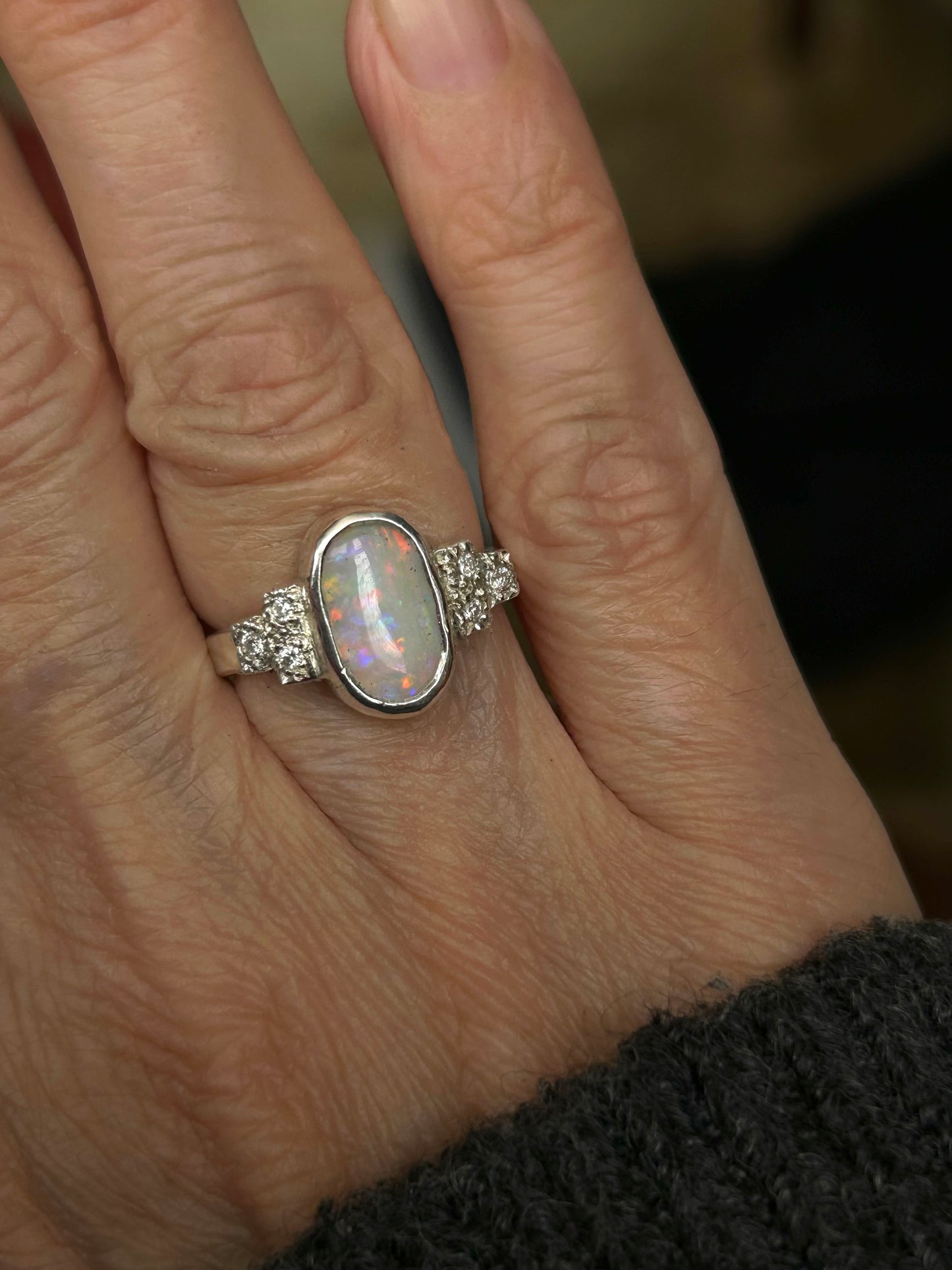 Rainbow Opal Ring