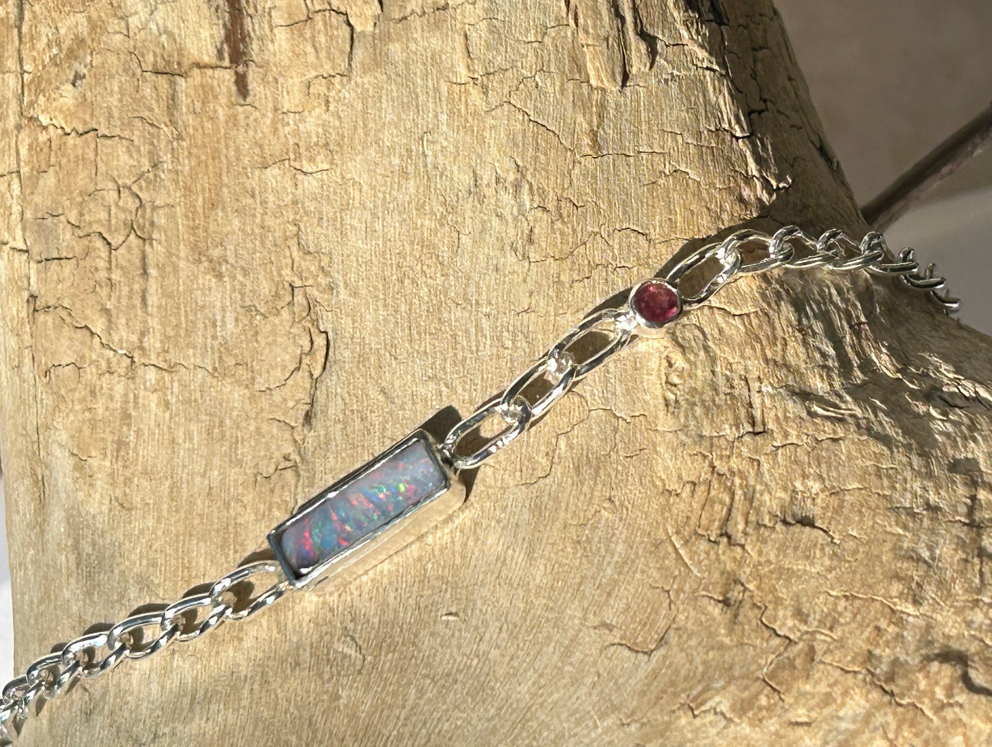 Boulder opal and Tourmaline bracelet