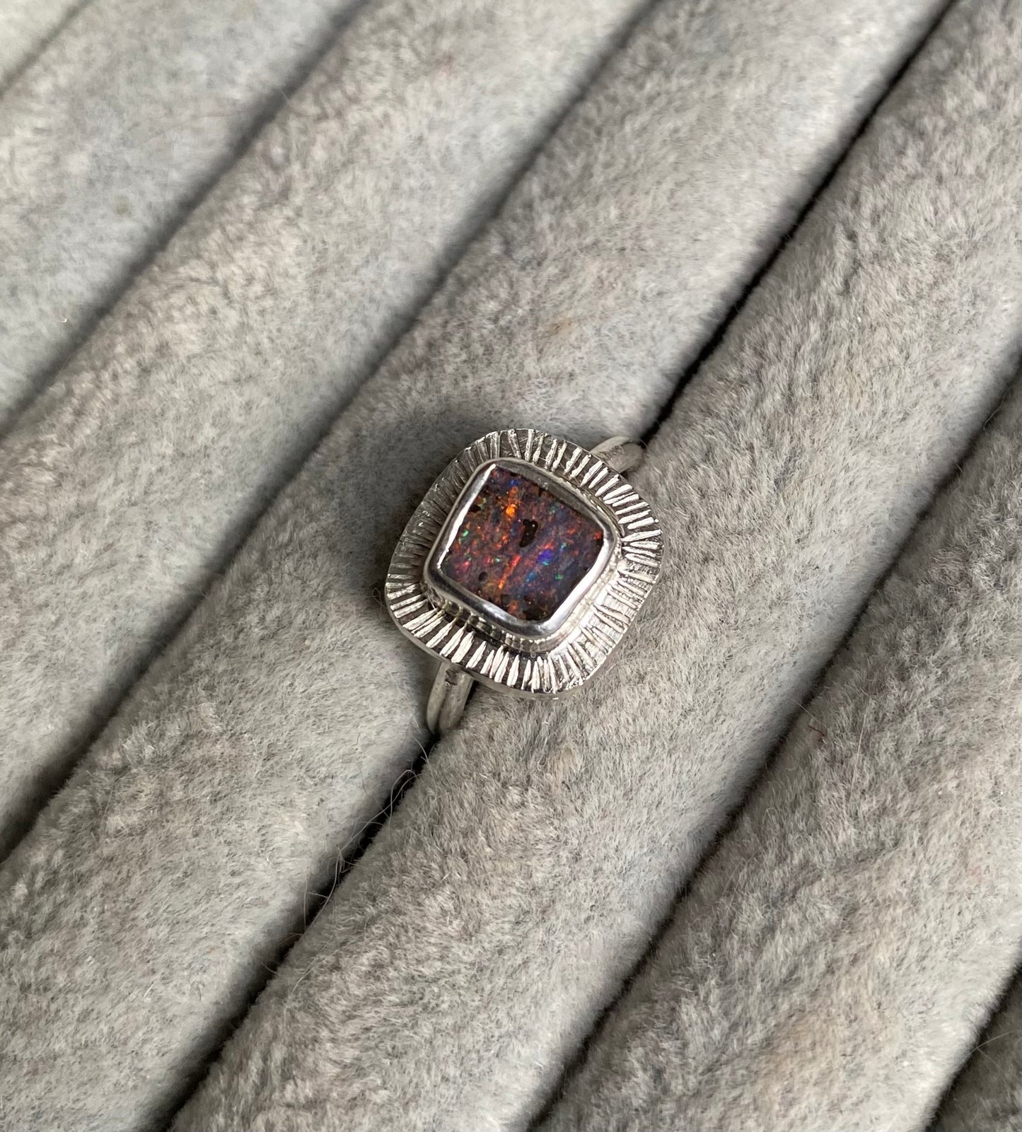Opal sunbeam ring