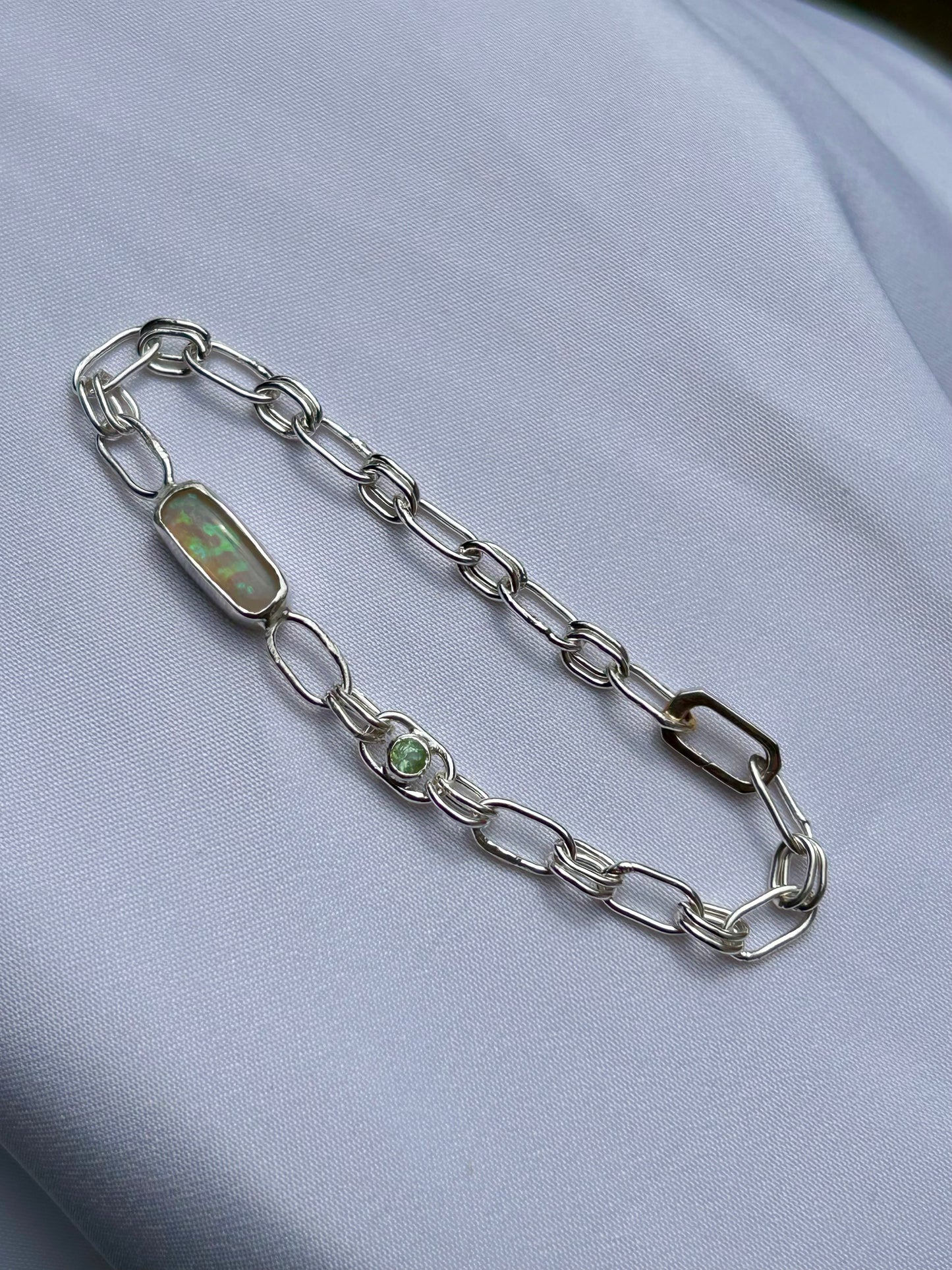 Green opal and Tsavorite bracelet.