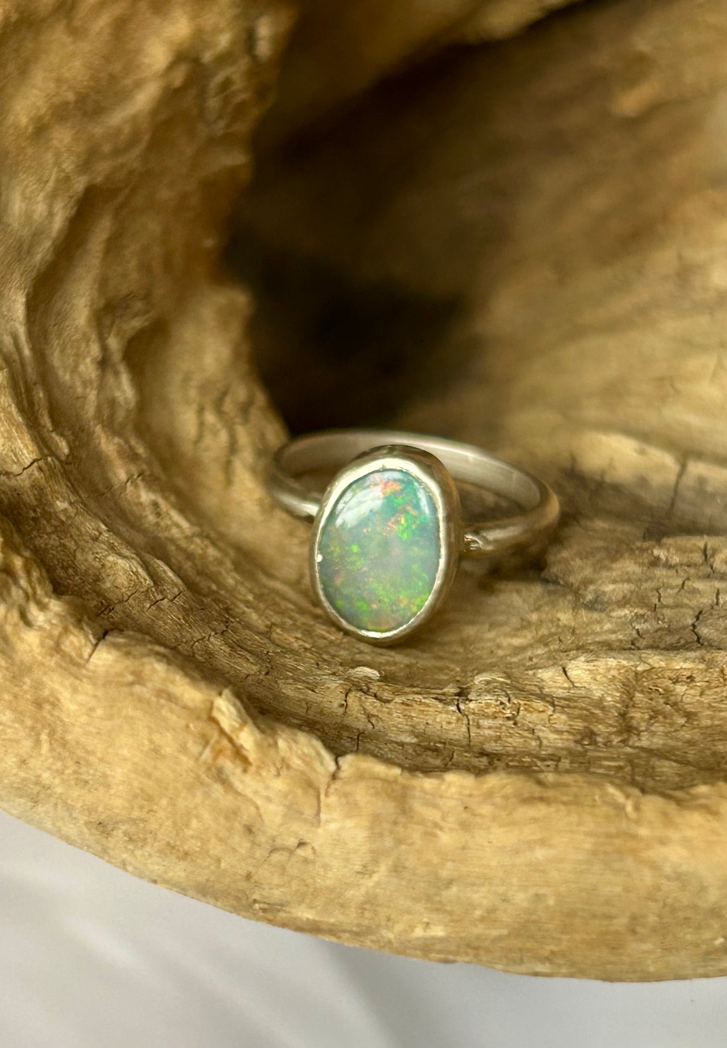 Solid crystal opal ring