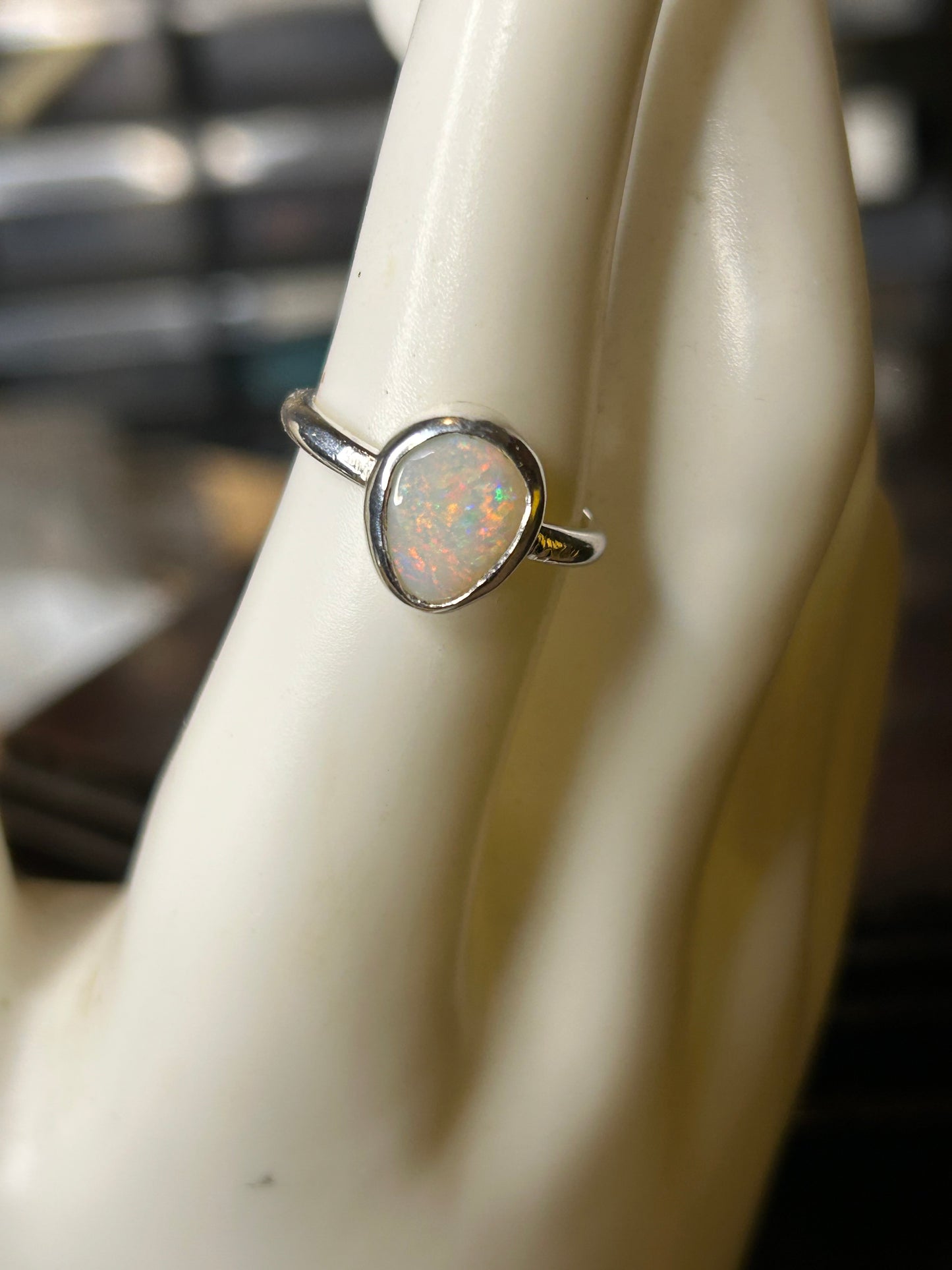 Teardrop solid opal ring