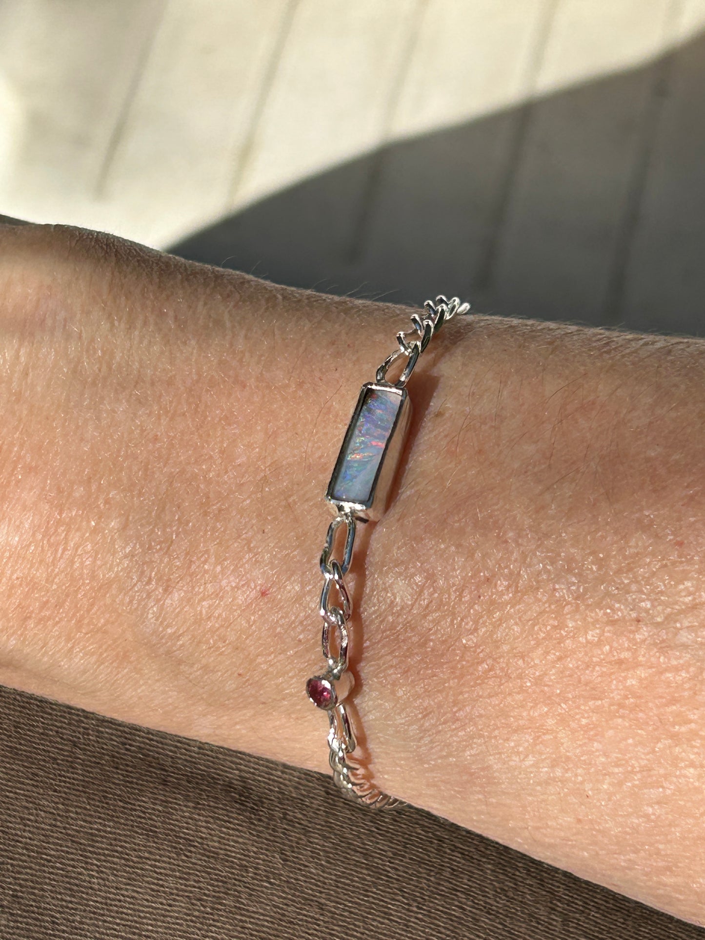 Boulder opal and Tourmaline bracelet