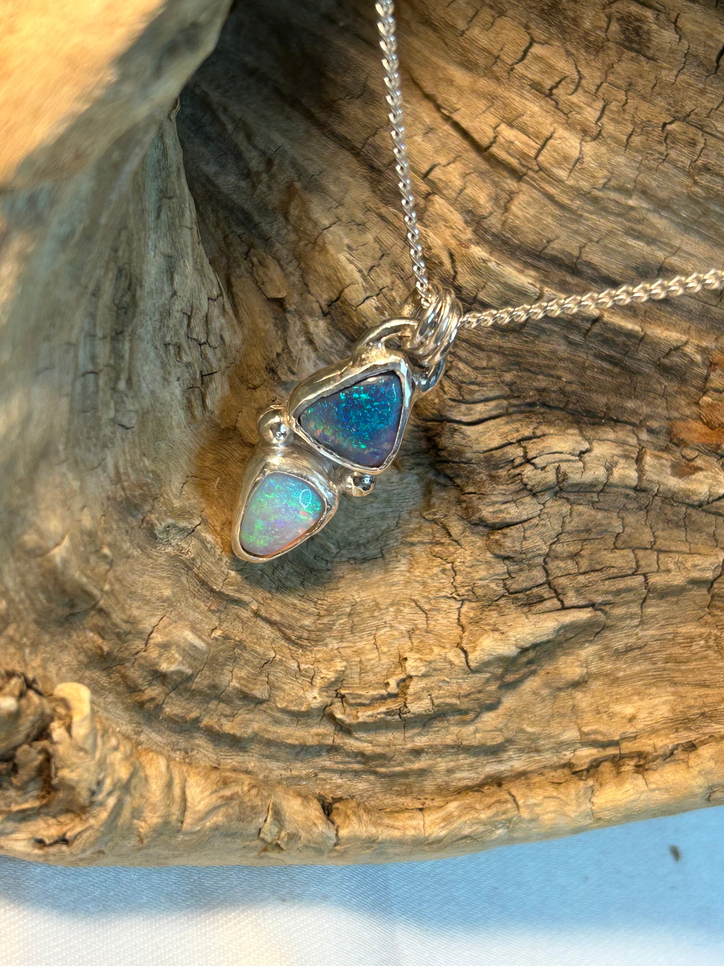 Double Crystal Opal pendant