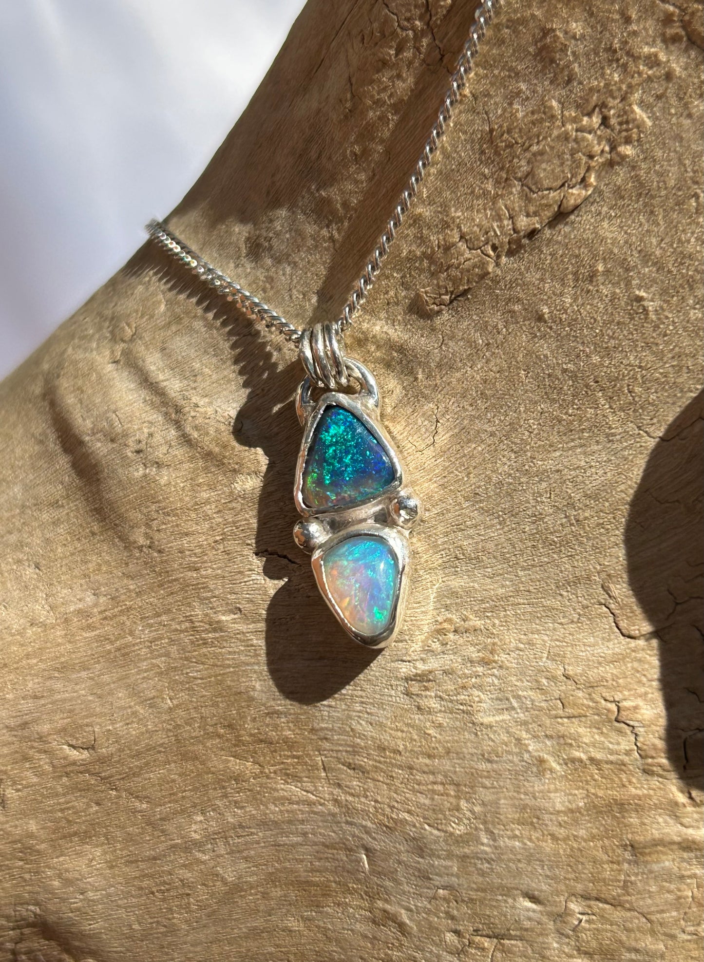 Double Crystal Opal pendant