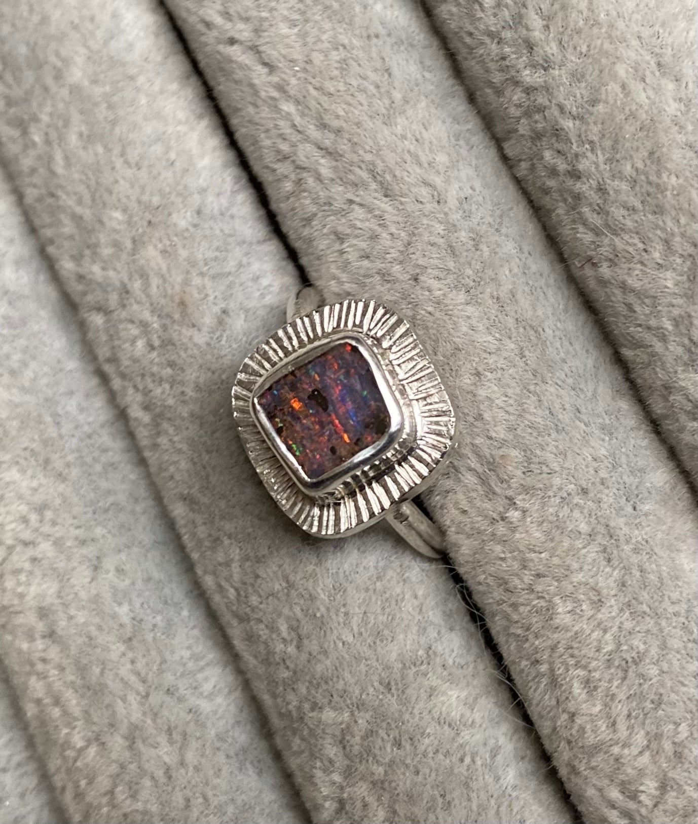 Opal sunbeam ring