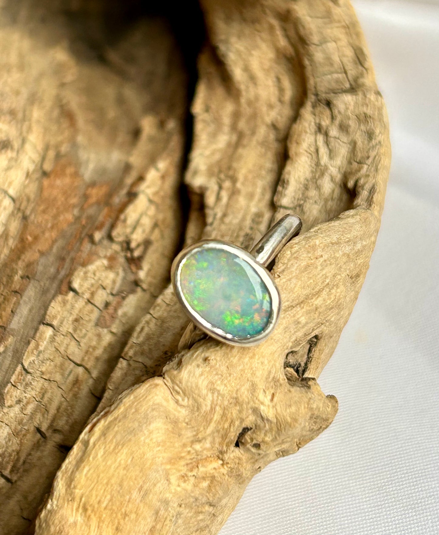 Solid crystal opal ring